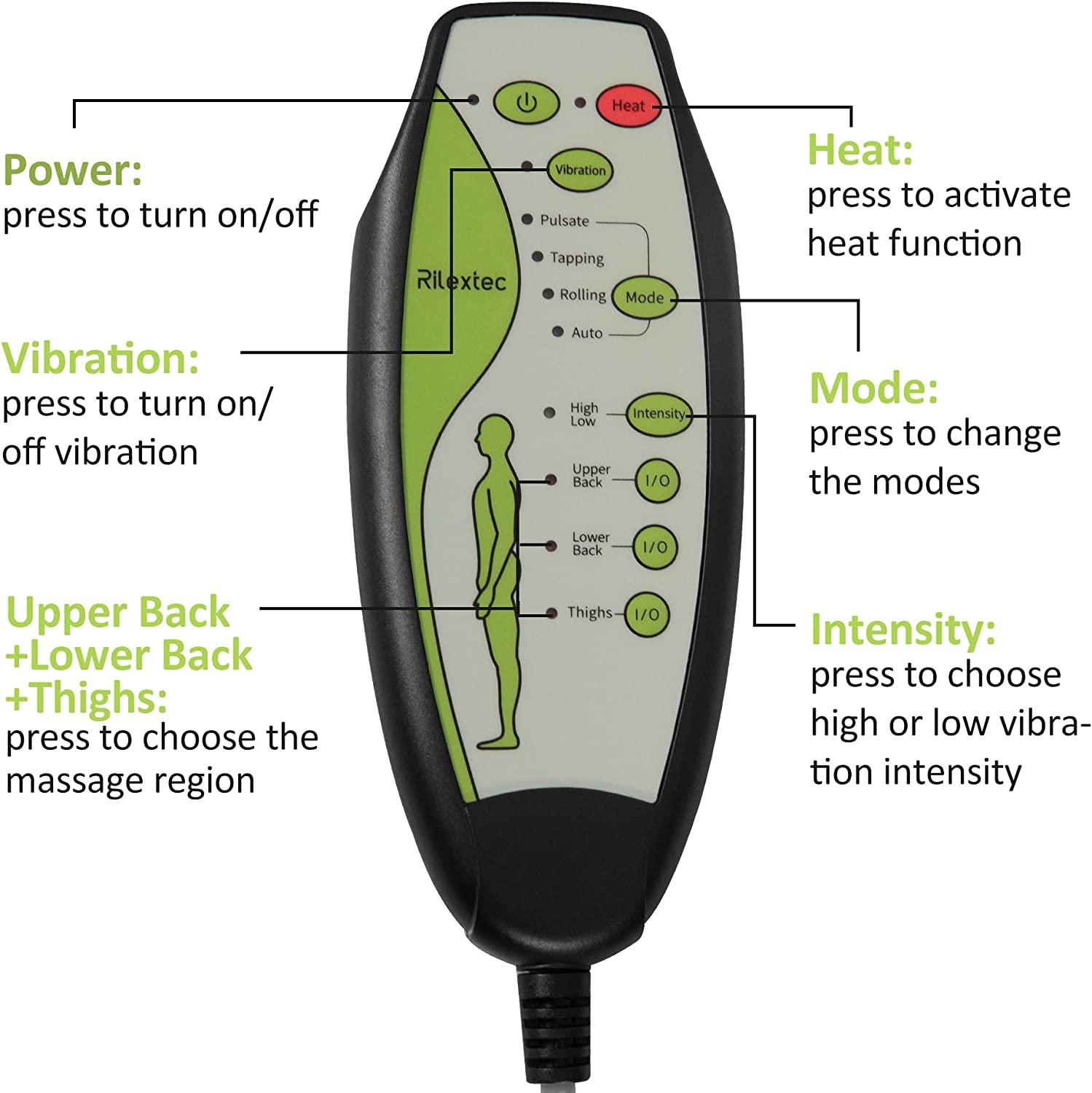 Rilextec Vibration Back Massager with Heat, Extra Memory Foam 6