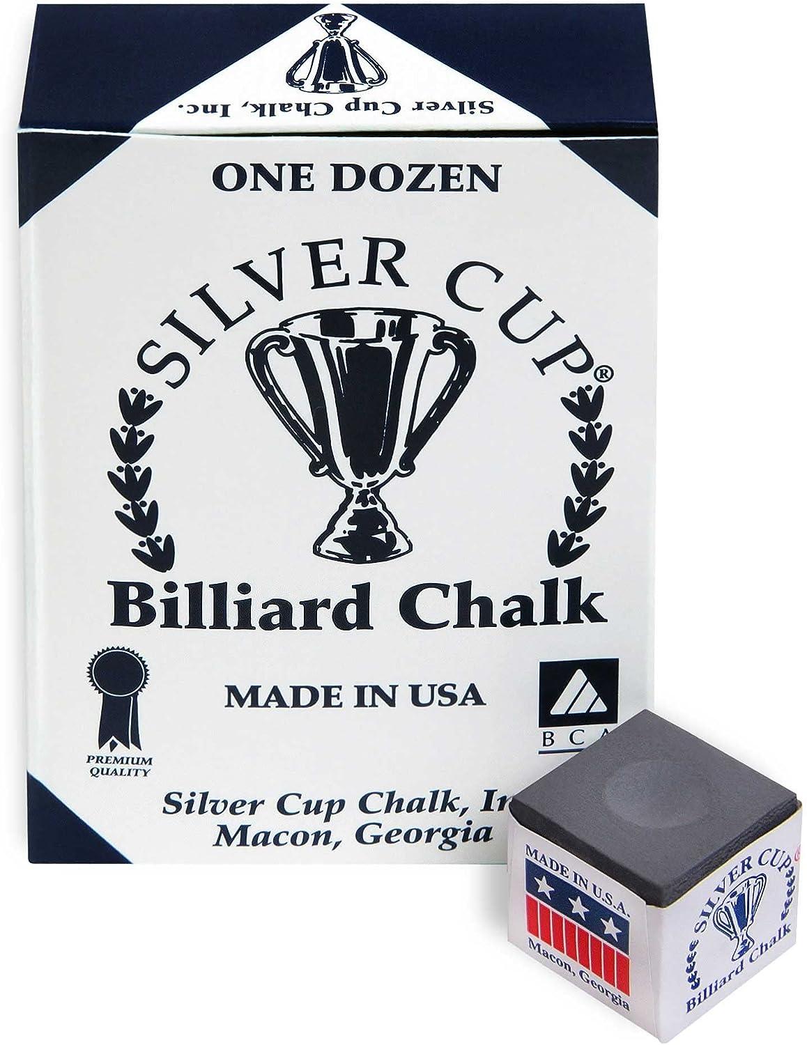 SILVER CUP Billiard CHALK ONE DOZEN (Charcoal)