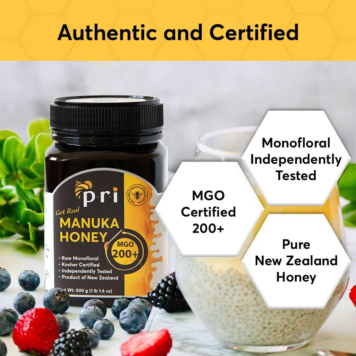 PRI Manuka Honey MGO 200+ New Zealand Raw Monofloral 500g