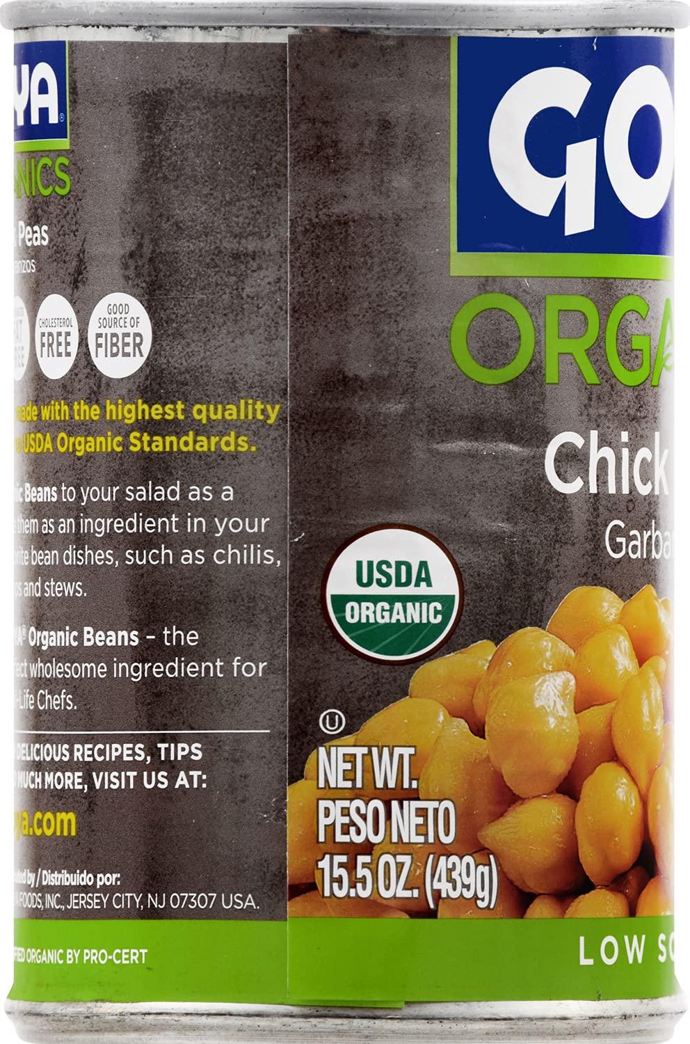 Goya Foods Organic Chick Peas, Garbanzo Beans, 15.5 Ounce ...