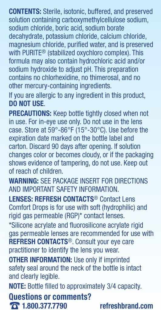Refresh Contacts, Eye Drops, Contact Lens Comfort,Blue 0.4 Fl Oz Sterile