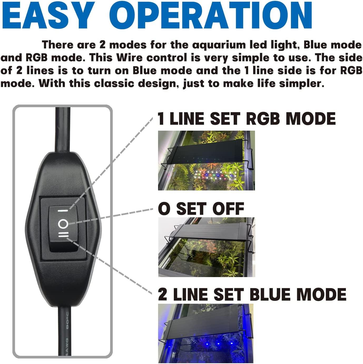 Water Rebirth Aquarium Lights Switch Version 1824'' Fish Tank Light