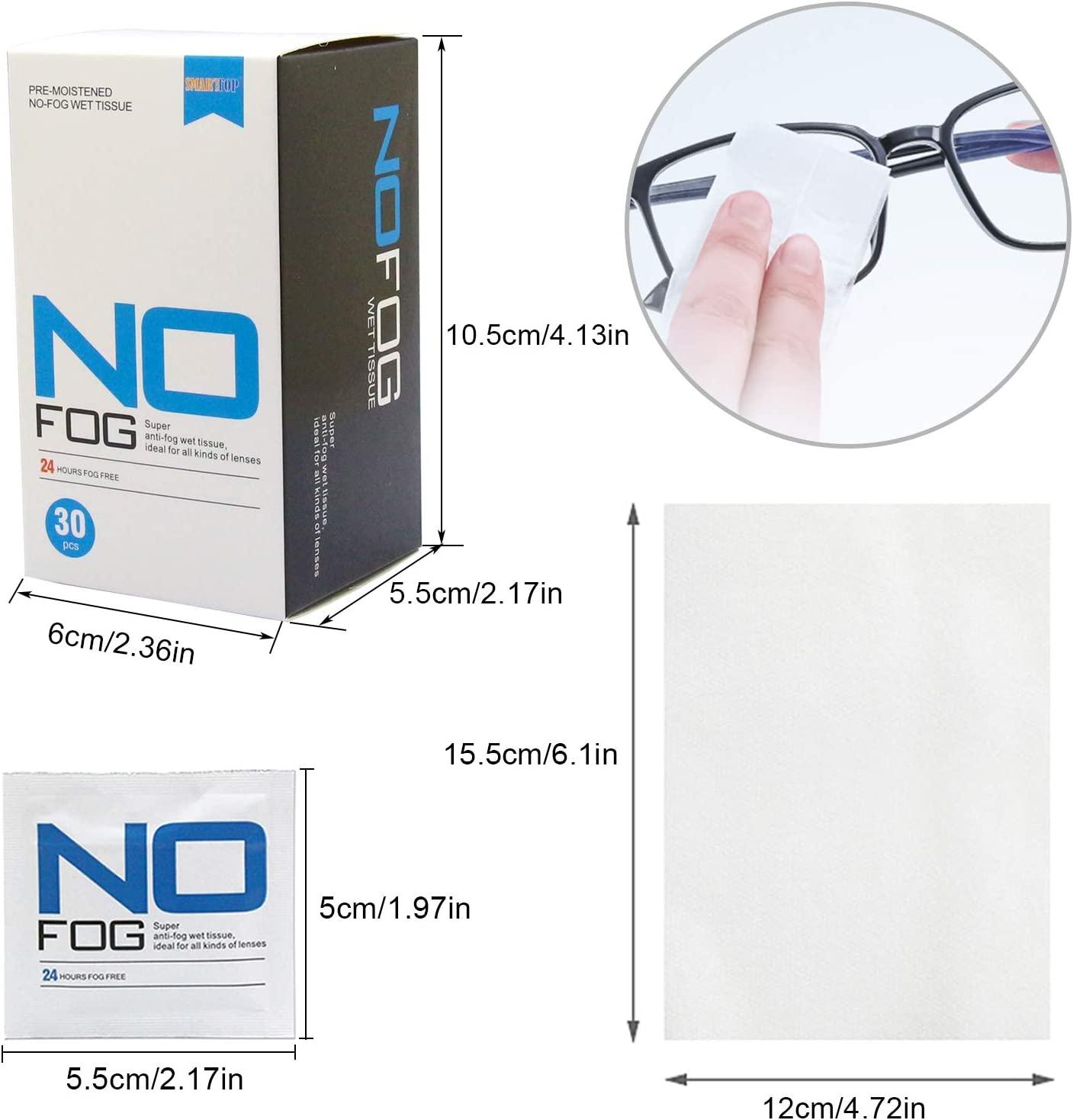 SMARTTOP Anti Fog Lens Wipes, 30 Counts Glasses Wipes Pre-Moistened-Glasses  Cleaner Anti-Fog for Safety Googles, Face Shield, Ski Masks, Sunglasses,  Monitor, Computer, Phone, Screen (30)