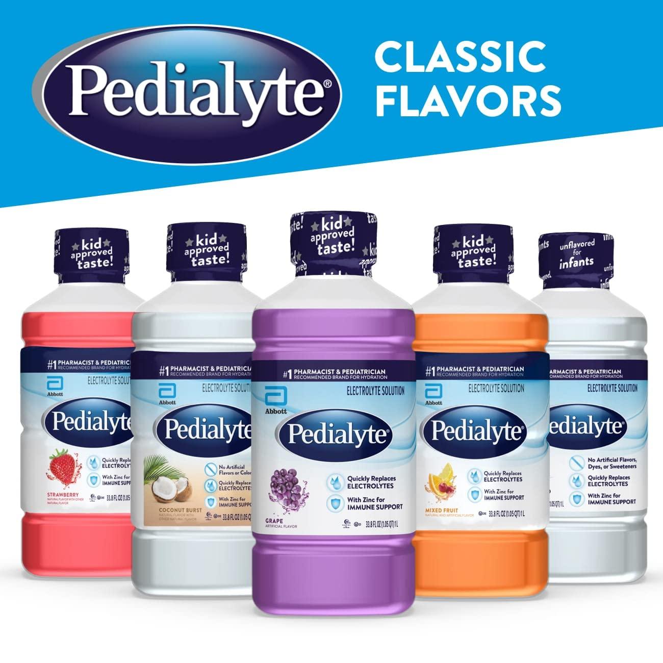 Pedialyte Electrolyte Solution, Unflavored, Hydration Drink, 1 Liter Unflavored 33.8 Fl Oz (Pack