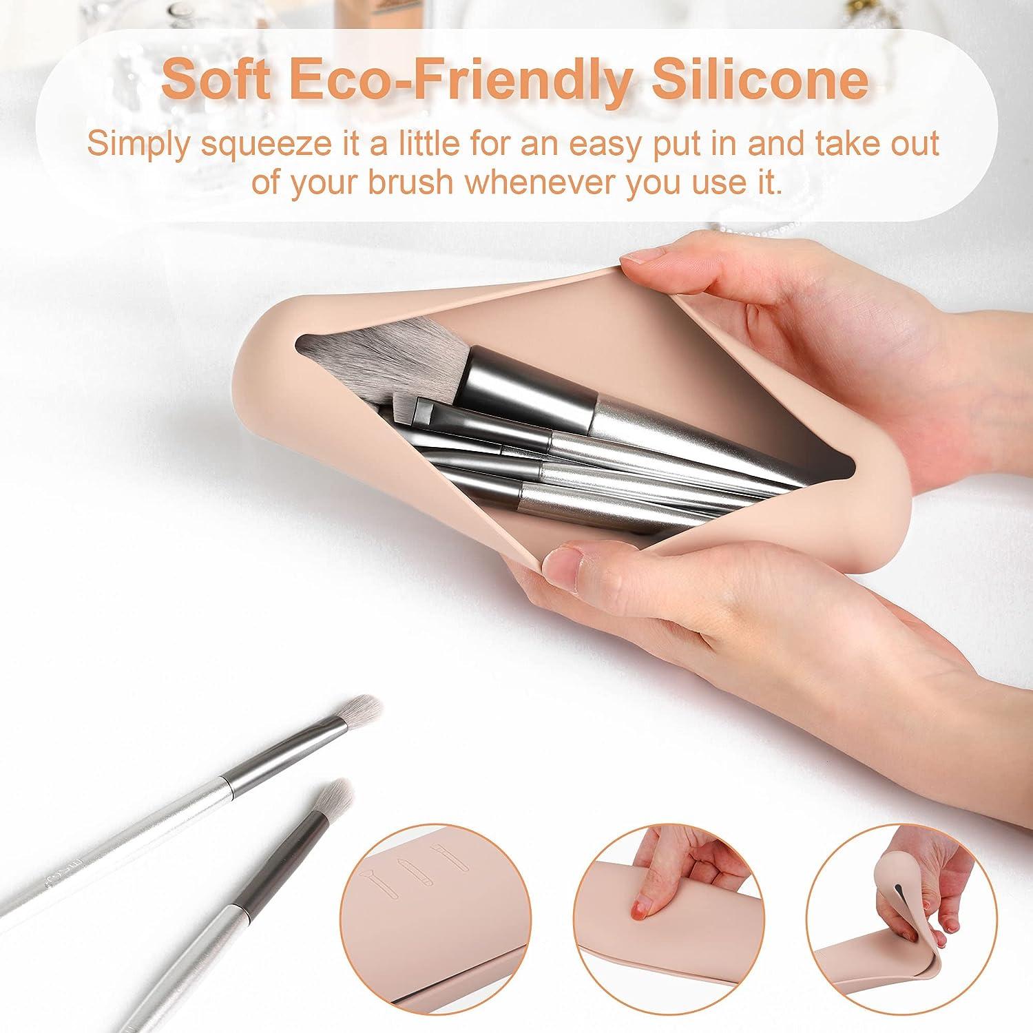 FERYES Makeup Bag & Travel Makeup Brush Holder Silicon Soft