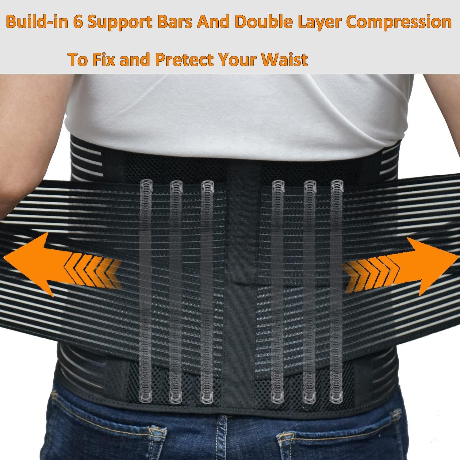 Back Support Belt for Women and Men, Back Brace Relieve Lower Back Pain,  Lower Back Brace with 8 Reinforce Bones,Tummy Control Black-M