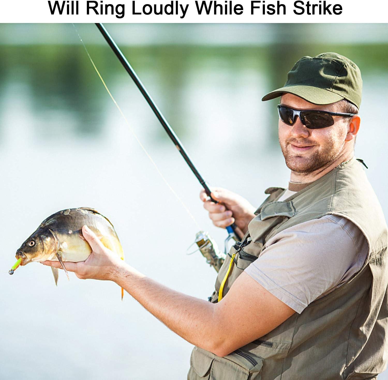 Benvo 20 Pcs Fishing Rod Alarm Loud Dual Alert Bells Fishing Bells Clips  for Fish Strike Silver Tone (Red and Green)
