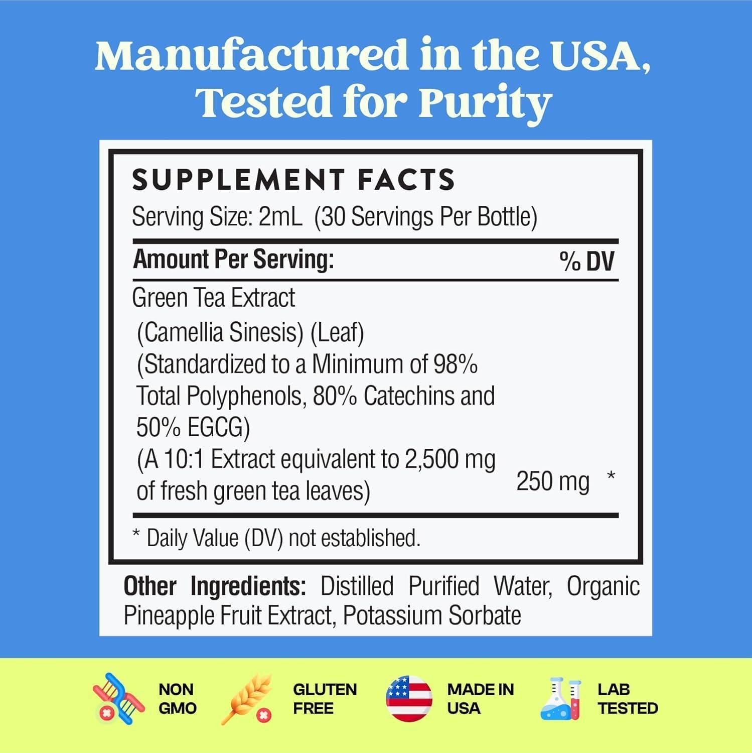 Green Tea Extract Liquid Drops - 1000mg - 50% EGCG - 2 fl. oz. Vegan ...