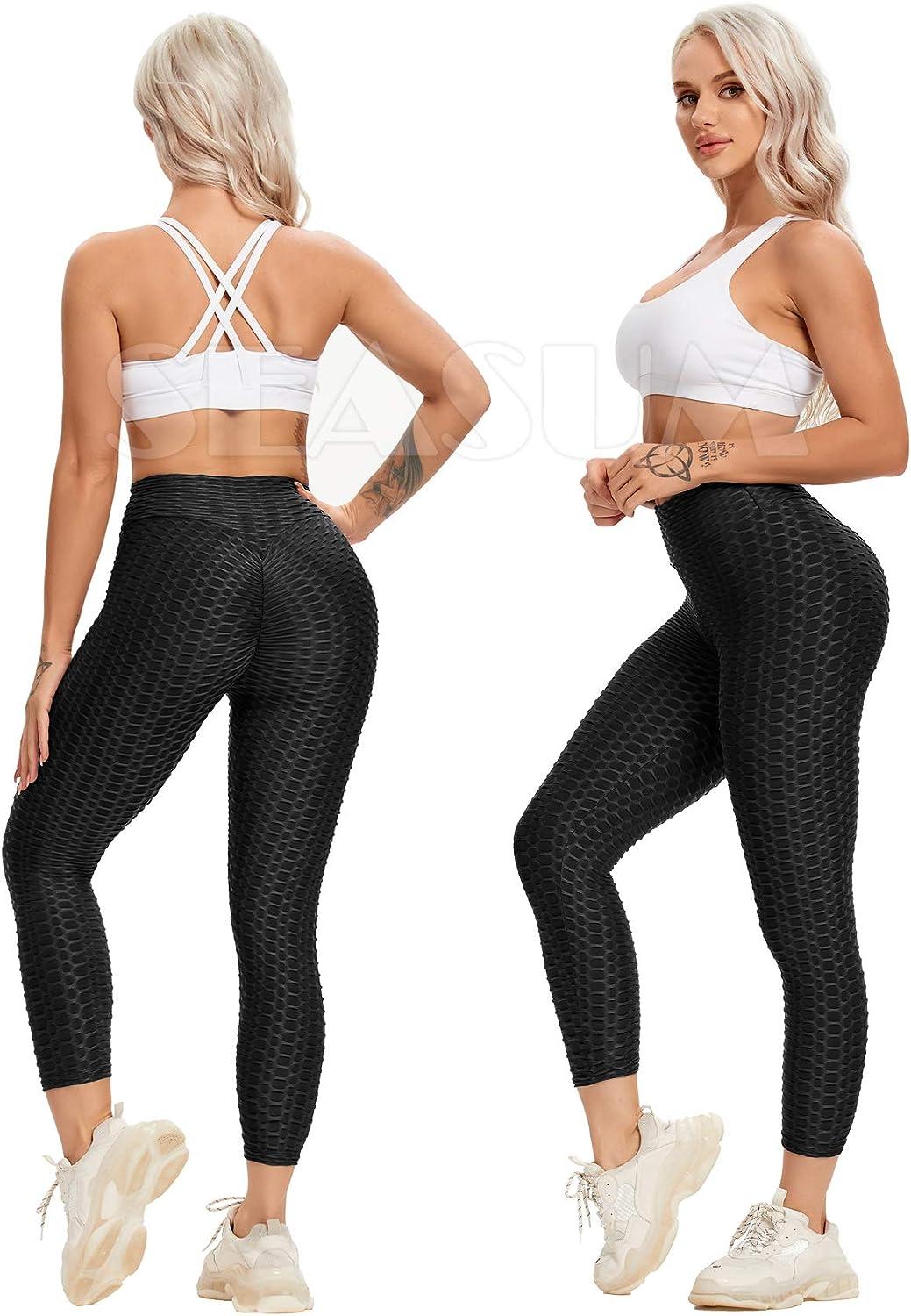GetUSCart- SEASUM Women's Brazilian Capris Pants High Waist Tummy Control  Slimming Booty Leggings Workout Running Butt Lift Tights M