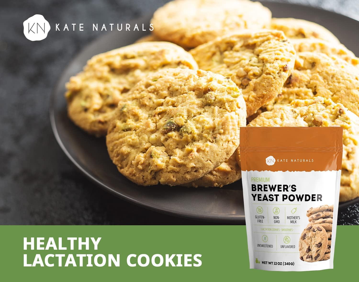 Kate Naturals Brewer's Yeast Powder for Lactation Cookies GlutenFree & NonGMO Supplement (12oz)