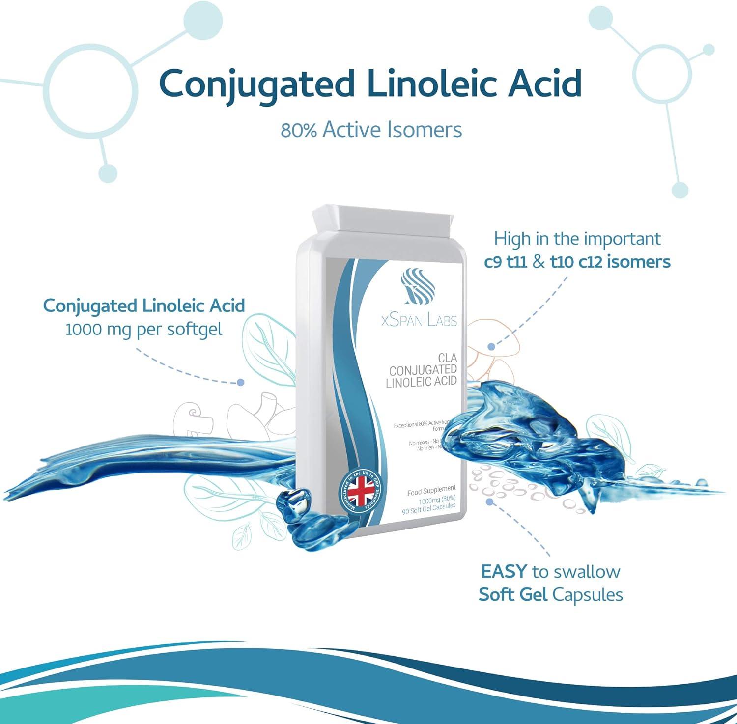 Conjugated Linoleic Acid (CLA) 1000mg 90 softgels 80 Active Isomers Natural Fat Burner and