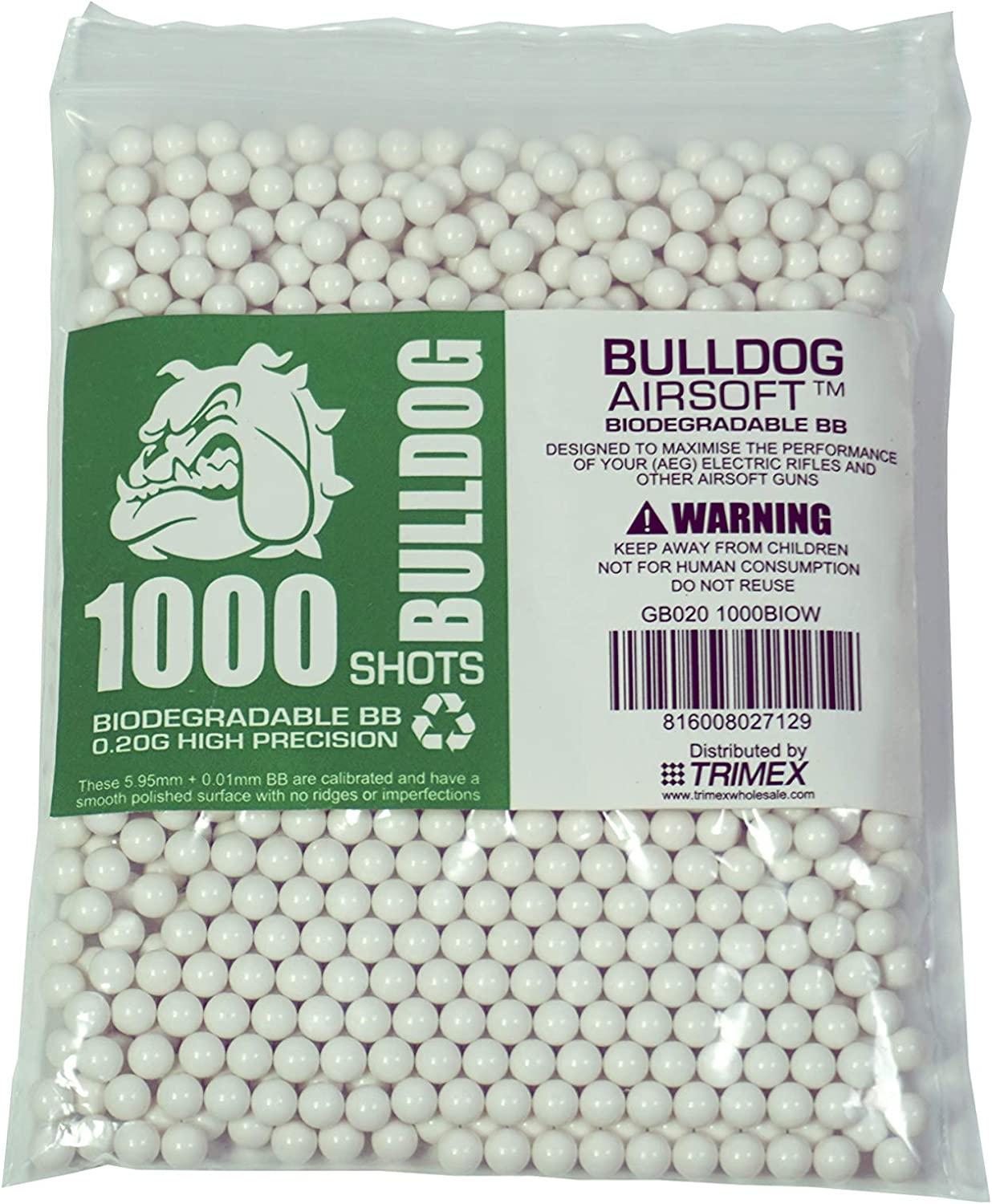BULLDOG AIRSOFT 1000 Airsoft Pellets 0.20g Biodegradable 6mm White