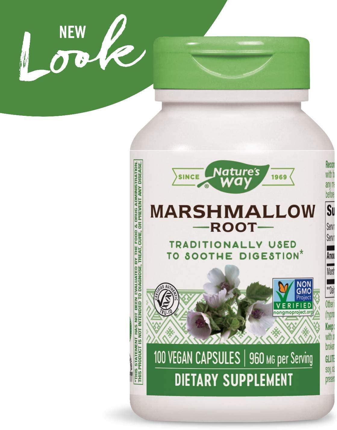 Nature's Way Marshmallow Root 960 mg 100 Vegan Capsules for Digestive