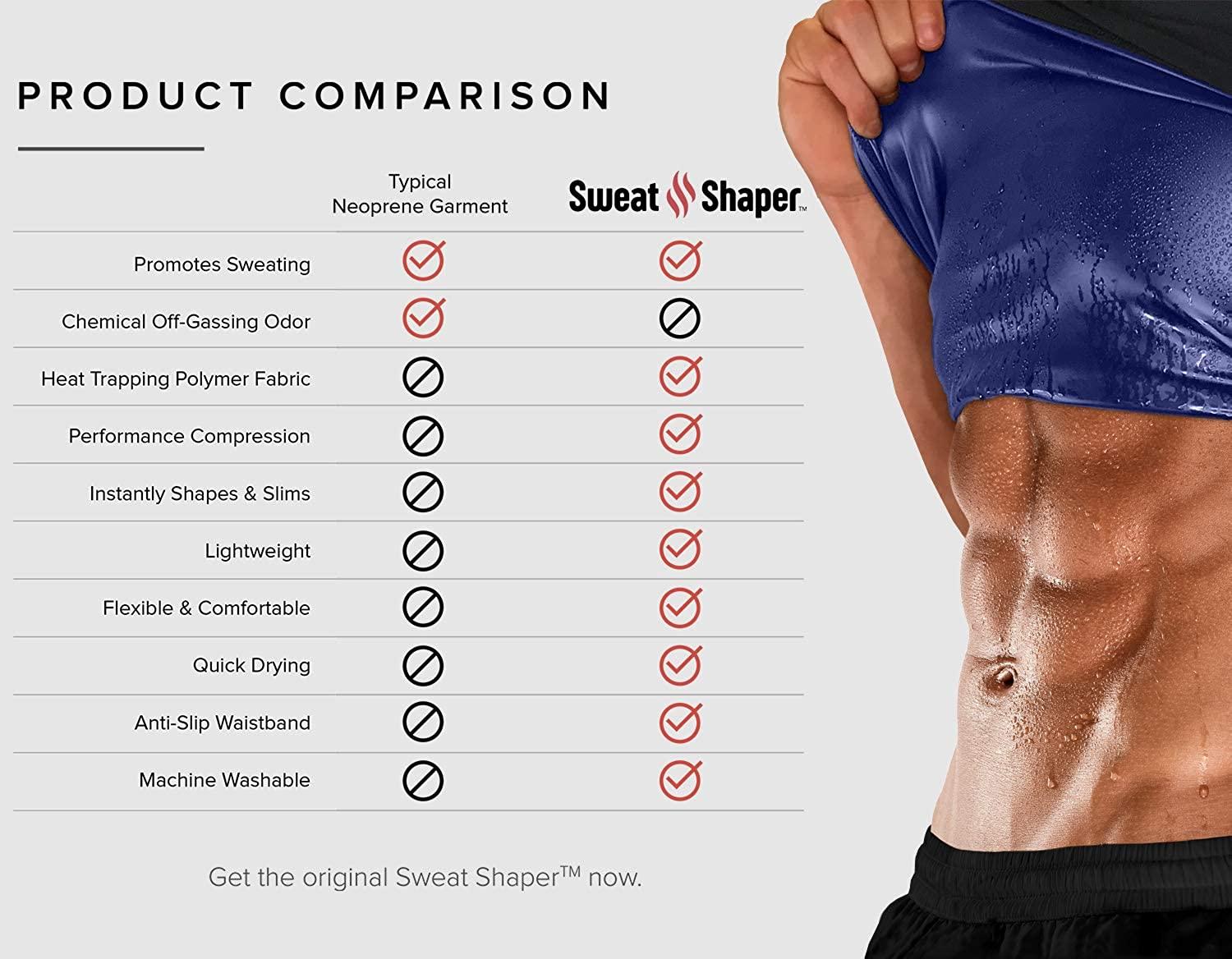 Sweat Shaper Mens Premium Slimming Shapewear Workout Sauna Tank Top Vest  Large-X-Large Black