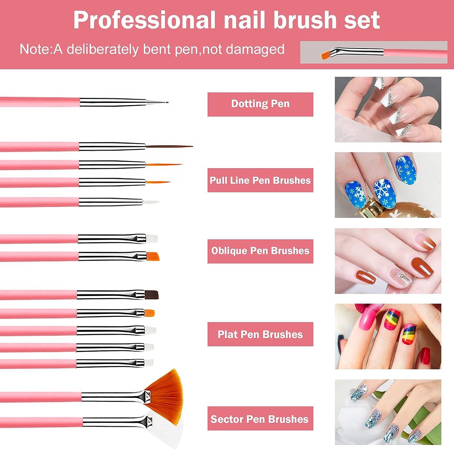 Amazon.com : Artdone 35pcs Nail Art Pens brushes,Nail Art Tool Set,Nail  Dotting Tools,Nail Dust Brush,Striping Nail Art Brushes for Long Lines,Nail  Drawing Pen For Nail Design : Beauty & Personal Care