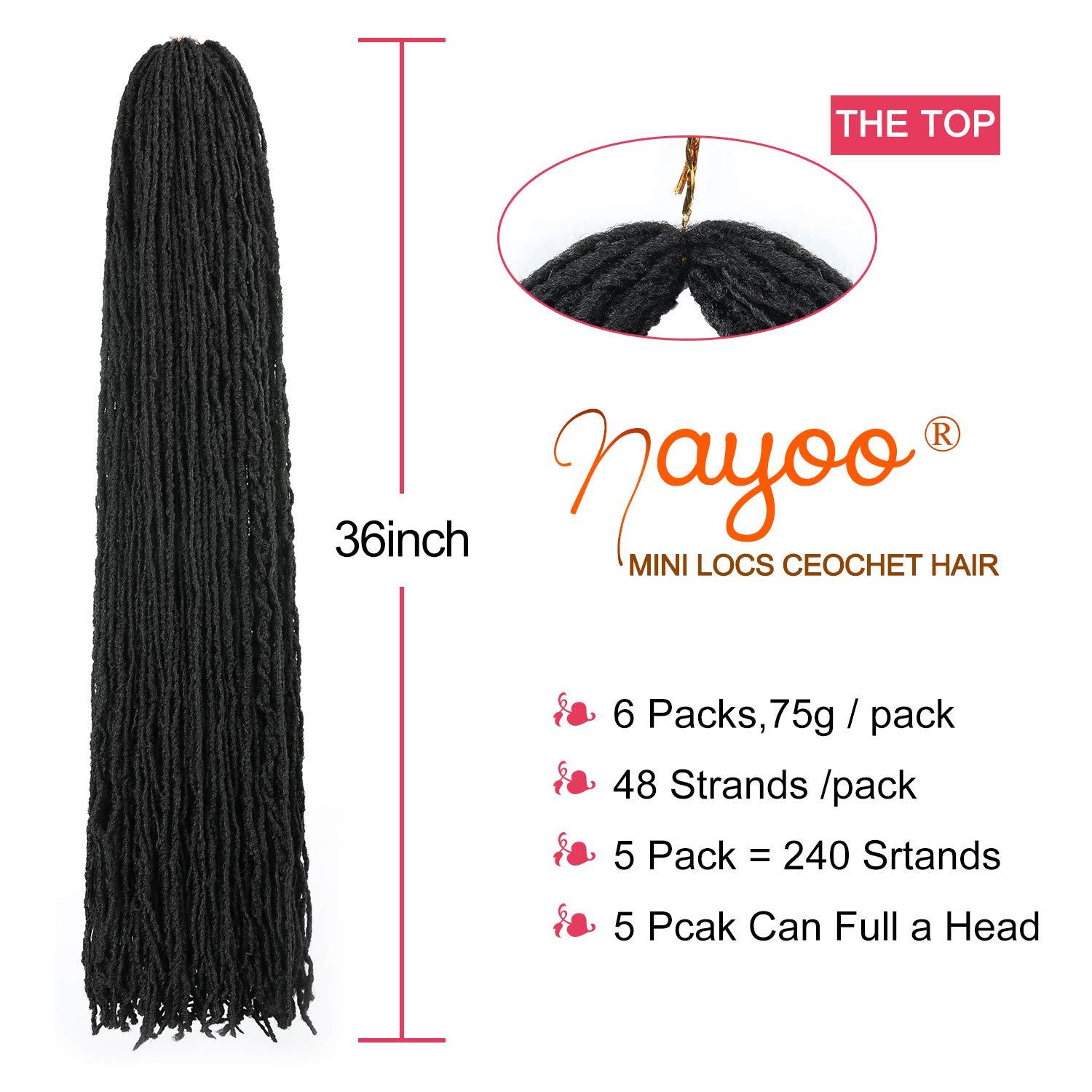 5 Packs New Locs Crochet Hair 36inch Straight Goddess Locs Crochet Braids  Natural Micro Afro Locs Crochet Hair Dreadlocks Mini Locs Styles…… 36 Inch  Natural Black