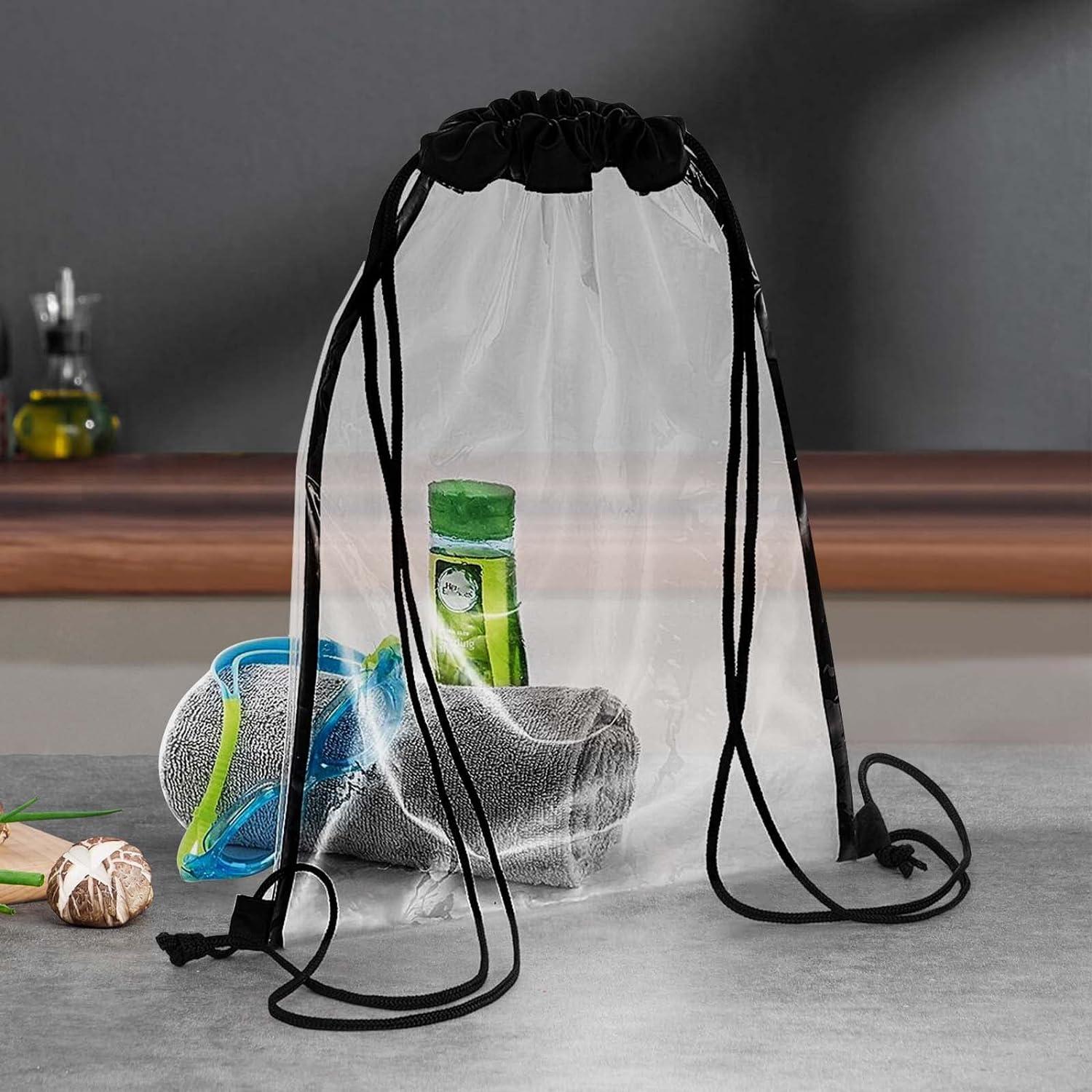 TAICHEUT 20 Pieces 17 x 13 Inch Clear Drawstring Bags Plastic Drawstring  Backpack Waterproof PVC Clear Drawstring Stadium Bag for Home Stadium and  Travel