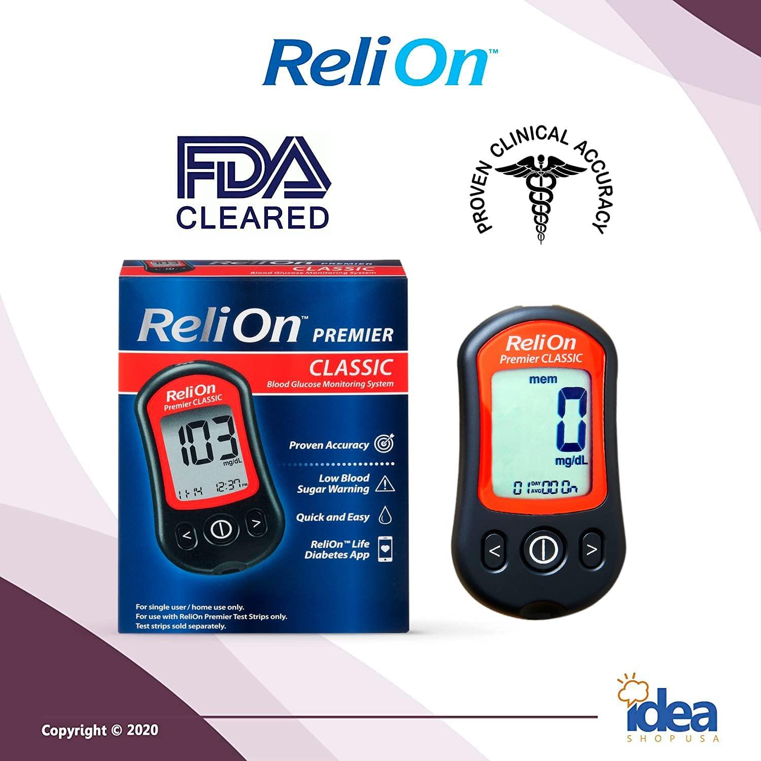 ReliOn Premier Classic Blood Glucose Monitoring System Bundle with