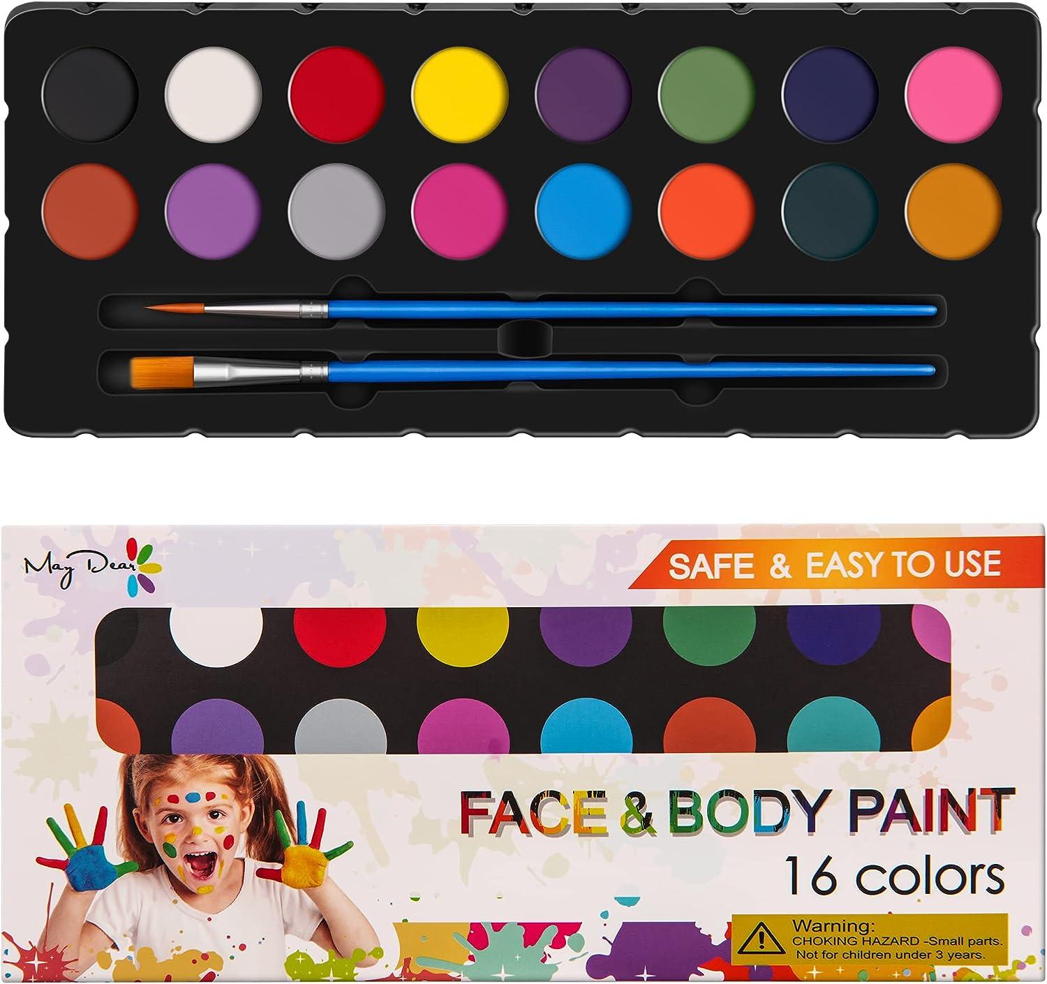 Maydear Oil Based Face Painting Kit 16 Colors NonToxic Paints for Kids & Adults Safe for