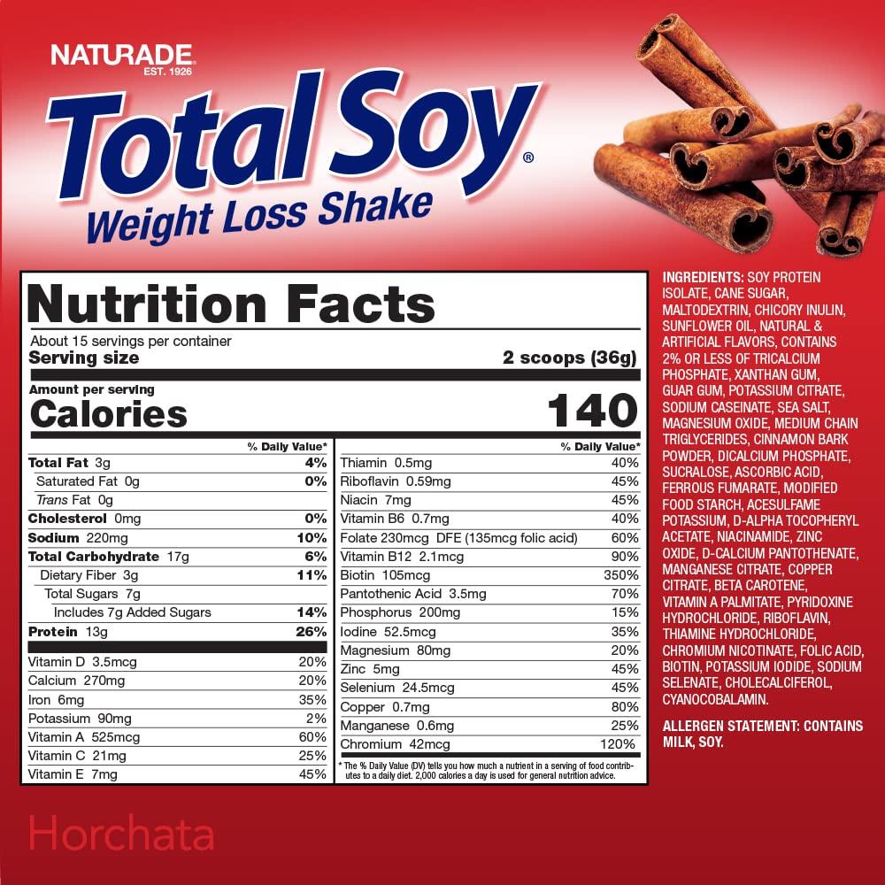 Naturade Total Soy Weight Loss Shake Horchata 1.2 lbs (540 g)