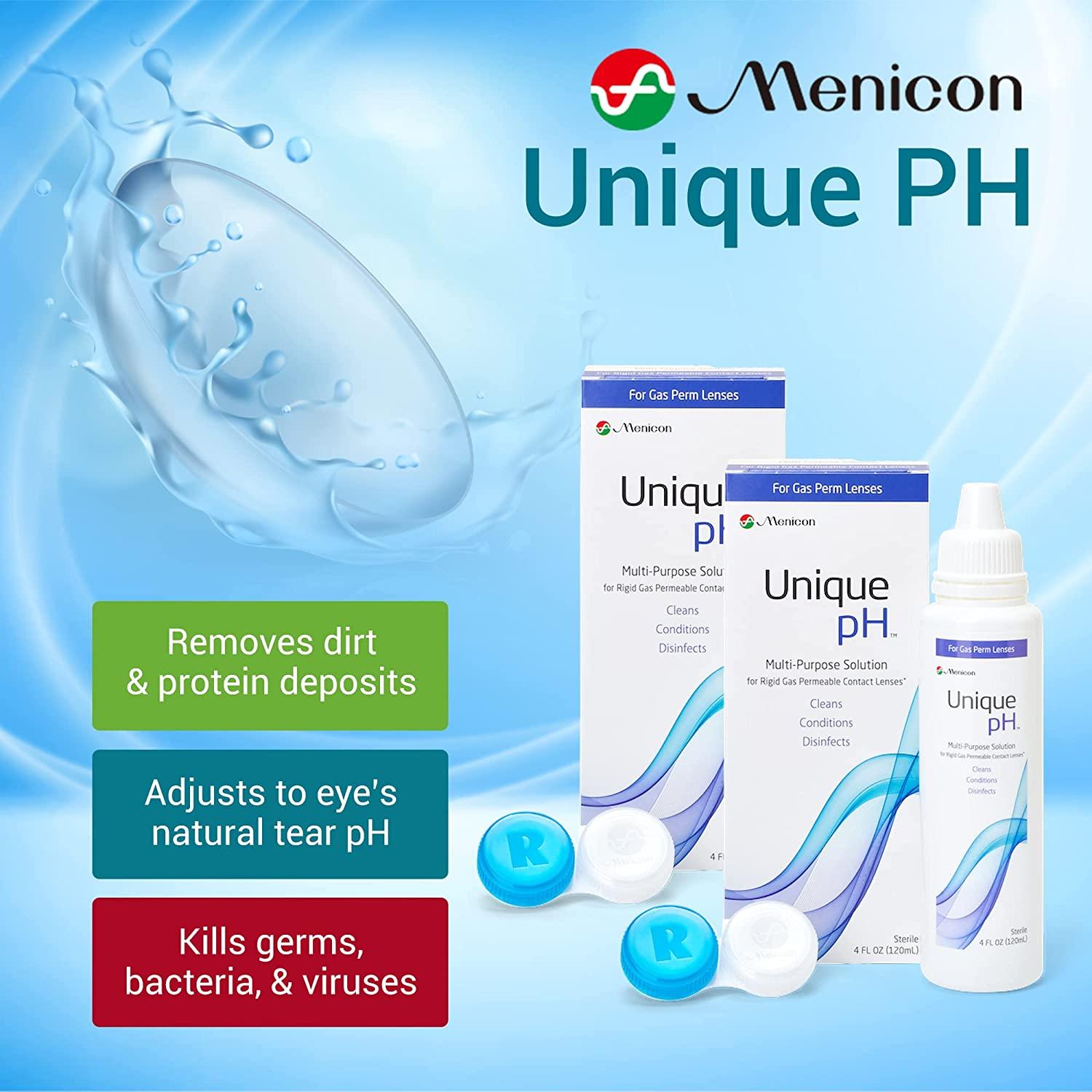 Menicon Unique pH MultiPurpose Solution + RGP Lens Case. TWO 4 fl oz