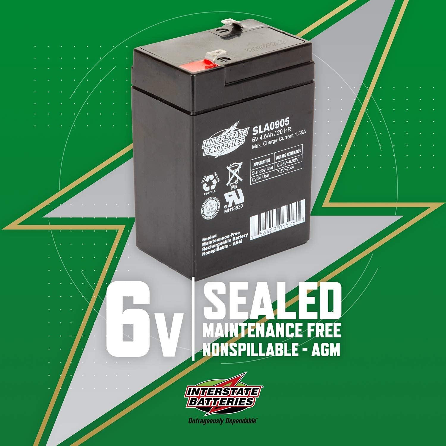 Interstate Batteries 6V 4.5Ah Rechargeable Battery (SLA0905) Sealed