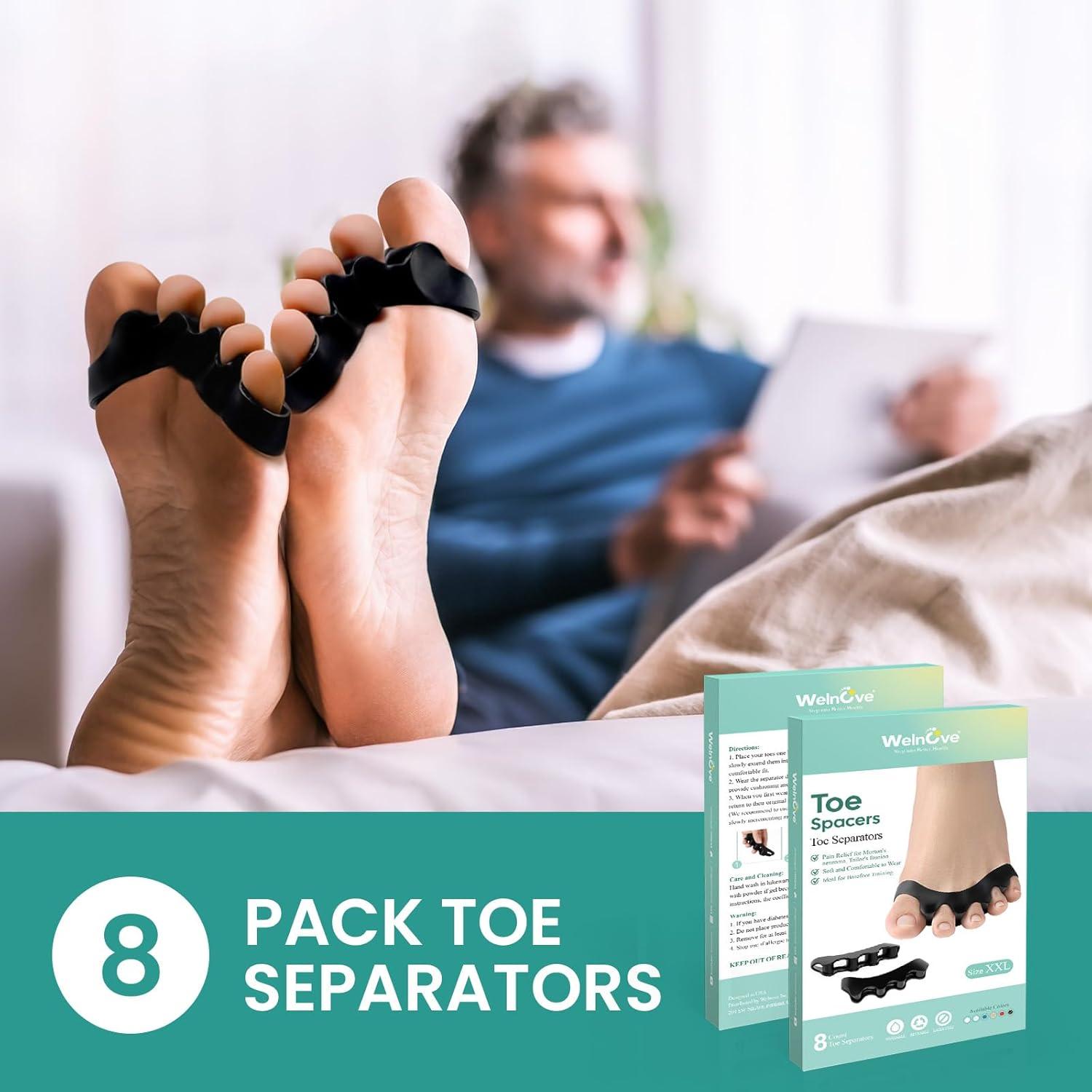 Haxisii 4-Piece Gel Toe Separators - Bunion Corrector & Toe Straightener For Overlapping Toes, Foot Pain Relief (Skin Color)