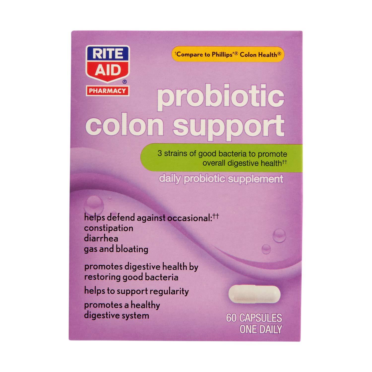 Rite Aid Probiotic Colon Support Capsules 60 Count Daily Probiotic