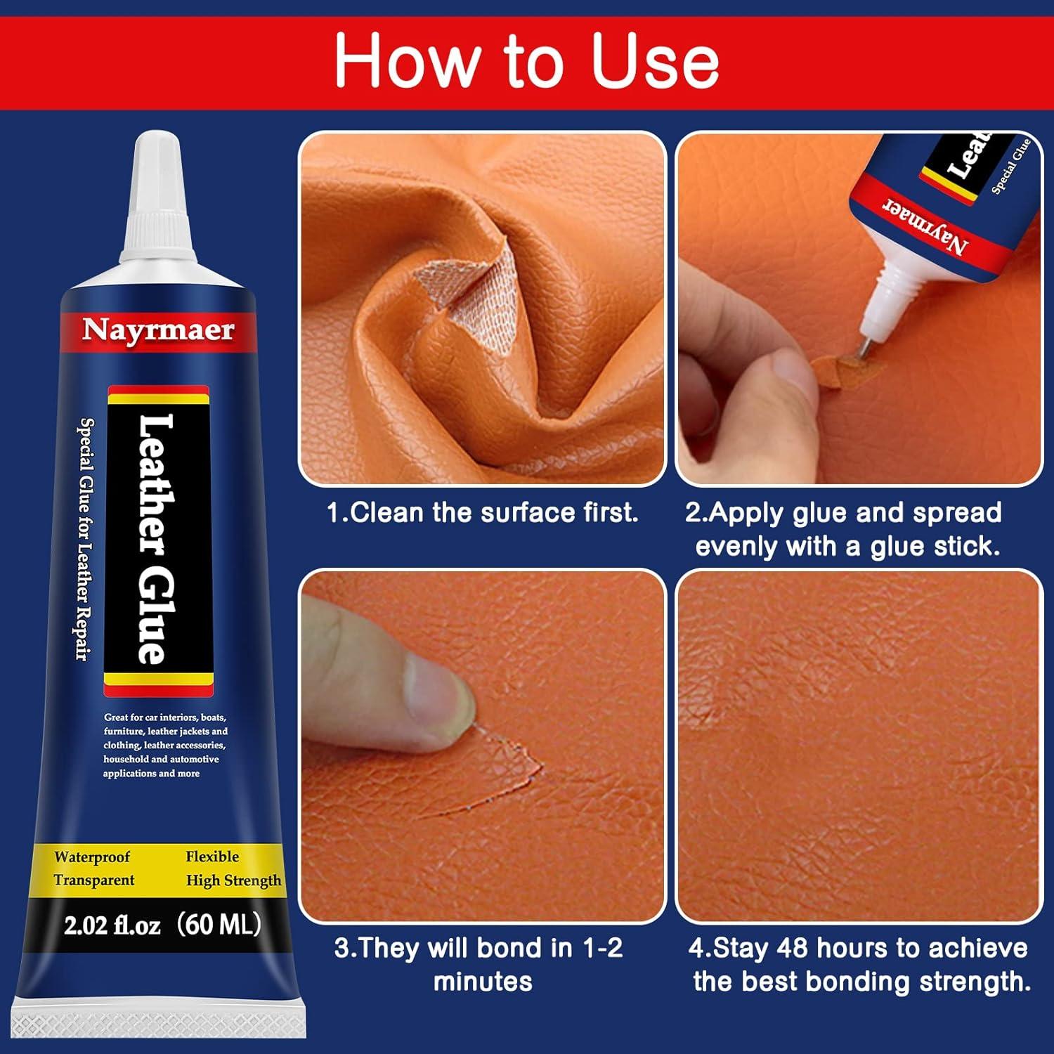 Nayrmaer Leather Glue Special Fabric Glue Permanent Clear Washable for  Bonding Between Leather and Leather Leather and Substrates of Different  Materials (1pack)