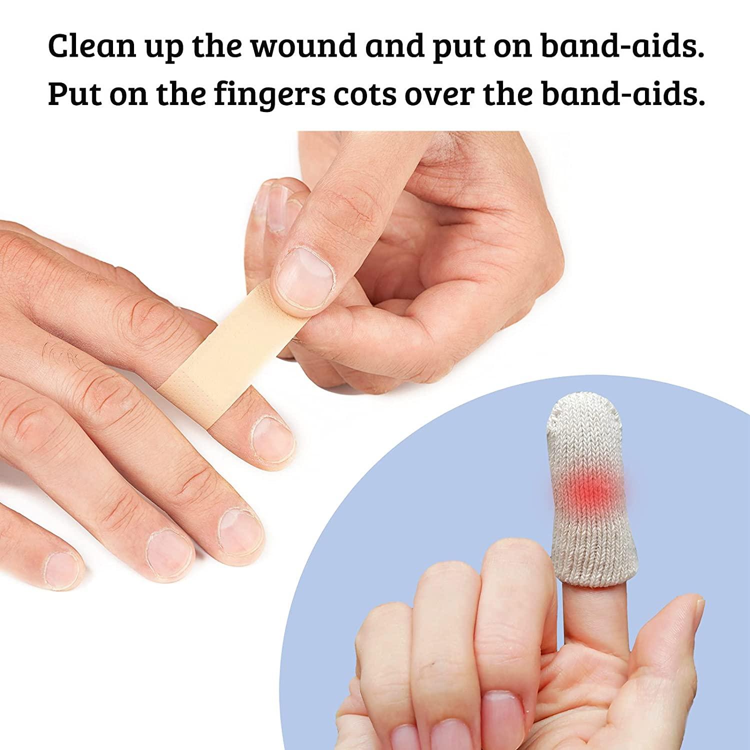 MIG4U 10 Pcs Cotton Finger Cots, Reusable Finger Protectors for Cuts