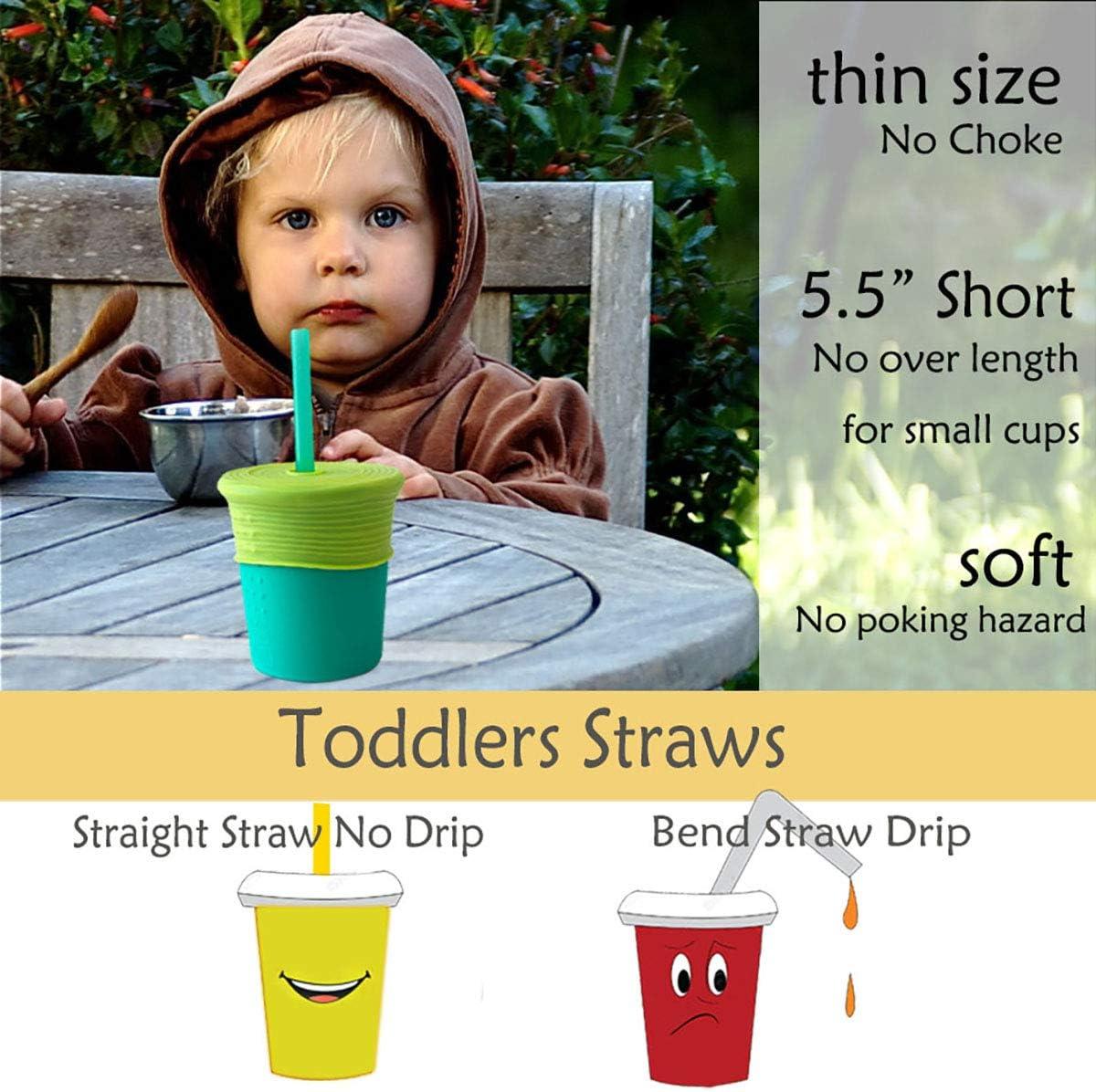  Reusable Silicone Straws for Toddlers & Kids - 6 pcs Flexible  Short Drink 6.7 Straws for 6-12 oz Yeti/Rtic/Ozark Tumblers & 2 Cleaning  Brushes - BPA Free, Eco-Friendly,no Rubber Tast 