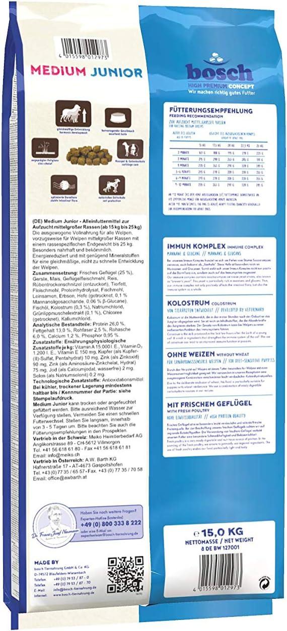 Buy Bosch HPC Medium Junior Dry Dog Food for Medium Breeds 15 kg