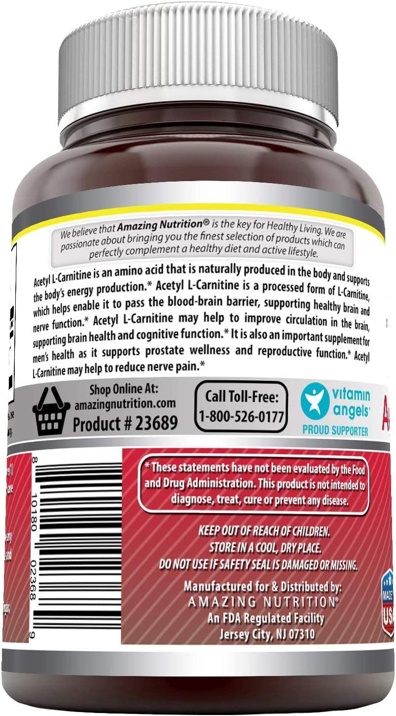 Amazing Formulas Acetyl LCarnitine 1000mg 120 Tablets Energy & Brain