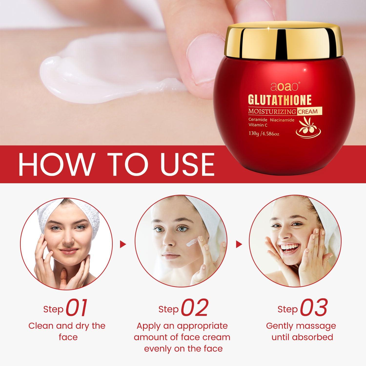 AOAO Glutathione Face Cream, Collagen Peptide Moisturizer for Women with  Jojoa Seed Oil, Ceramide & Vitamin C, Barrier Repair, Skin Firming &  Lifting, Reduces Wrinkles, Improves Elasticity 130g/4.6oz | Buy Now with