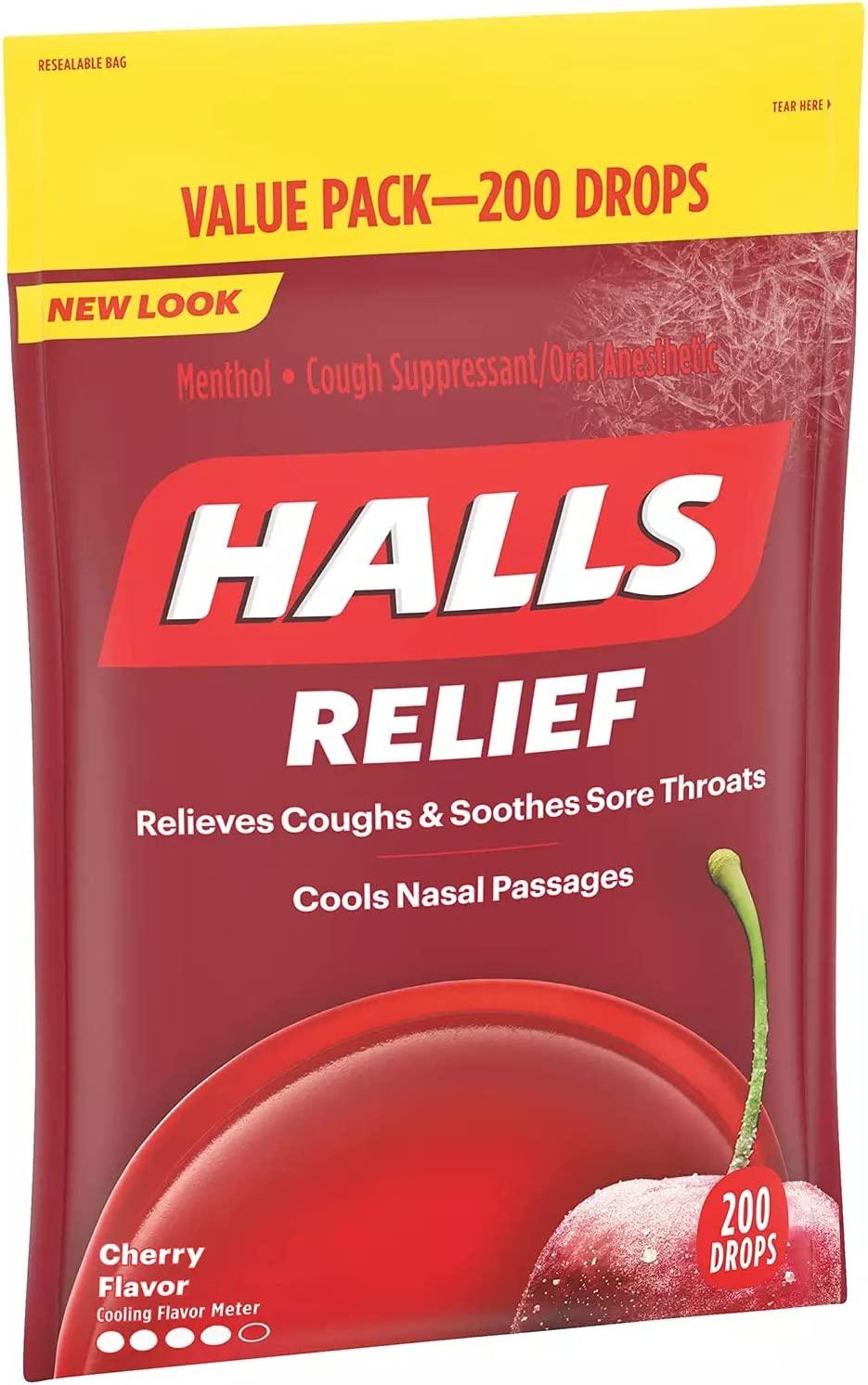 Halls Cherry Cough Suppressant Drops, 200 ct. (Pack of 2)