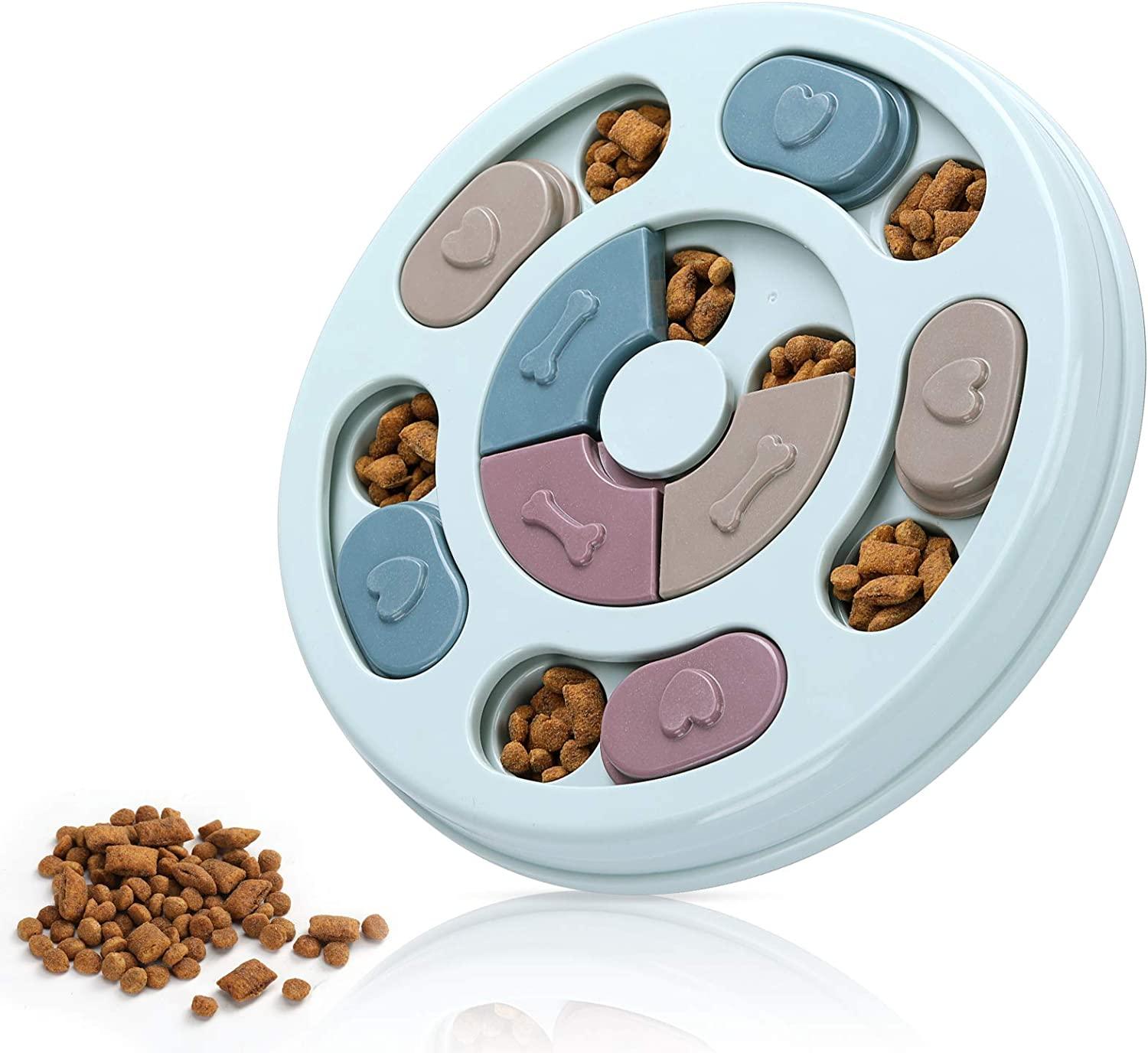 Dog Puzzle Toy Food and Treat Dispenser Blue Paw Shape Dog Food Puzzle  Interactive Dog Toy Training Dog Brain Games 