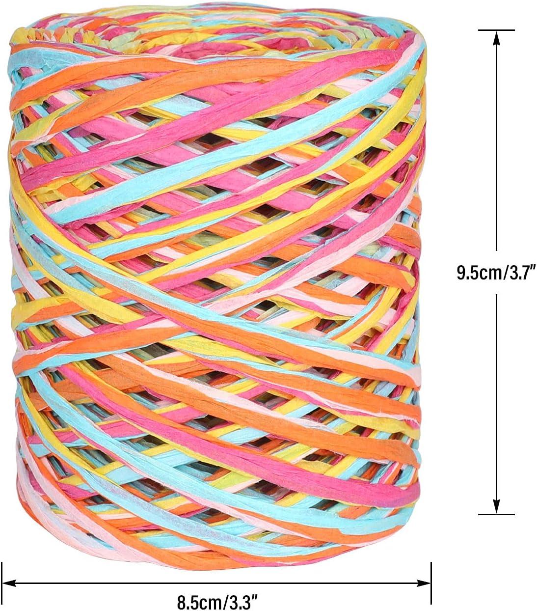 Colored Paper Raffia Ribbon, Twine Cord String for Gift Wrapping, Craft