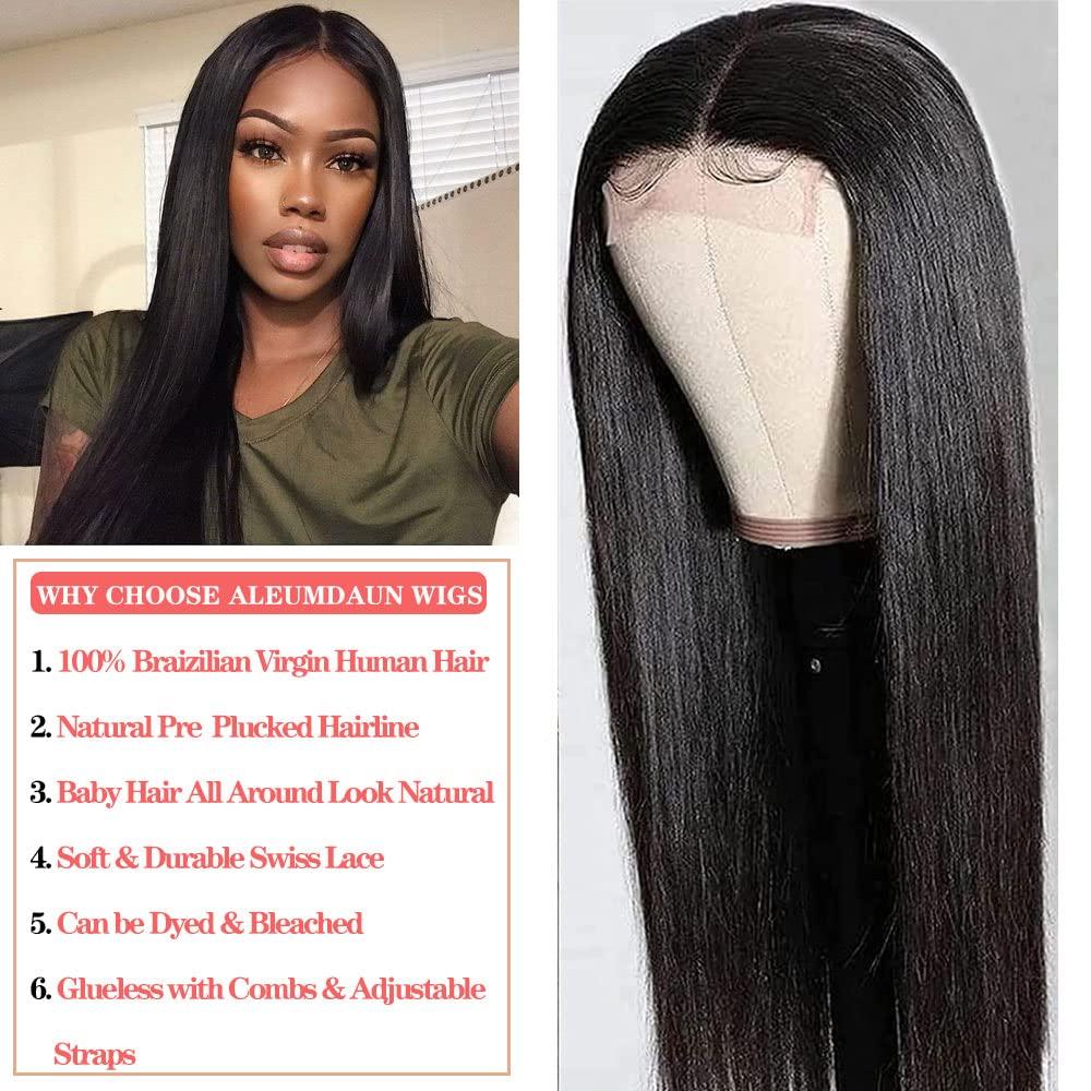 Lace Front Wigs Human Hair 4x4 Straight Human Hair Wigs for Black Women, 150% Destiny Brazilian Virgin Lace Closure Wig Pre Plucked With Baby Hair Natural Hairline 30 Inch (Pack of Lace Front Wigs Human Hair 4x4 Straight Human Hair Wigs for Black Women, 150% Destiny Brazilian Virgin Lace Closure Wig Pre Plucked With Baby Hair Natural Hairline 30 Inch (Pack of