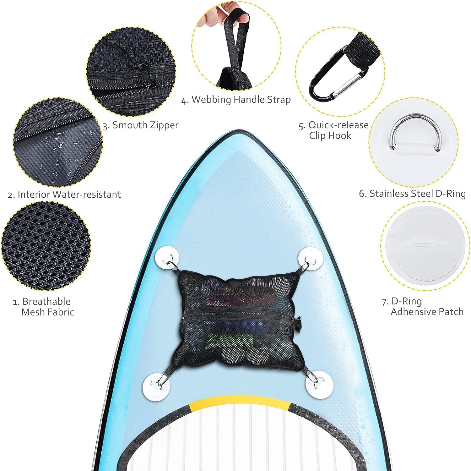 Paddleboard Deck Bag, Mesh SUP Deck Dry Bag Storage Pouch with