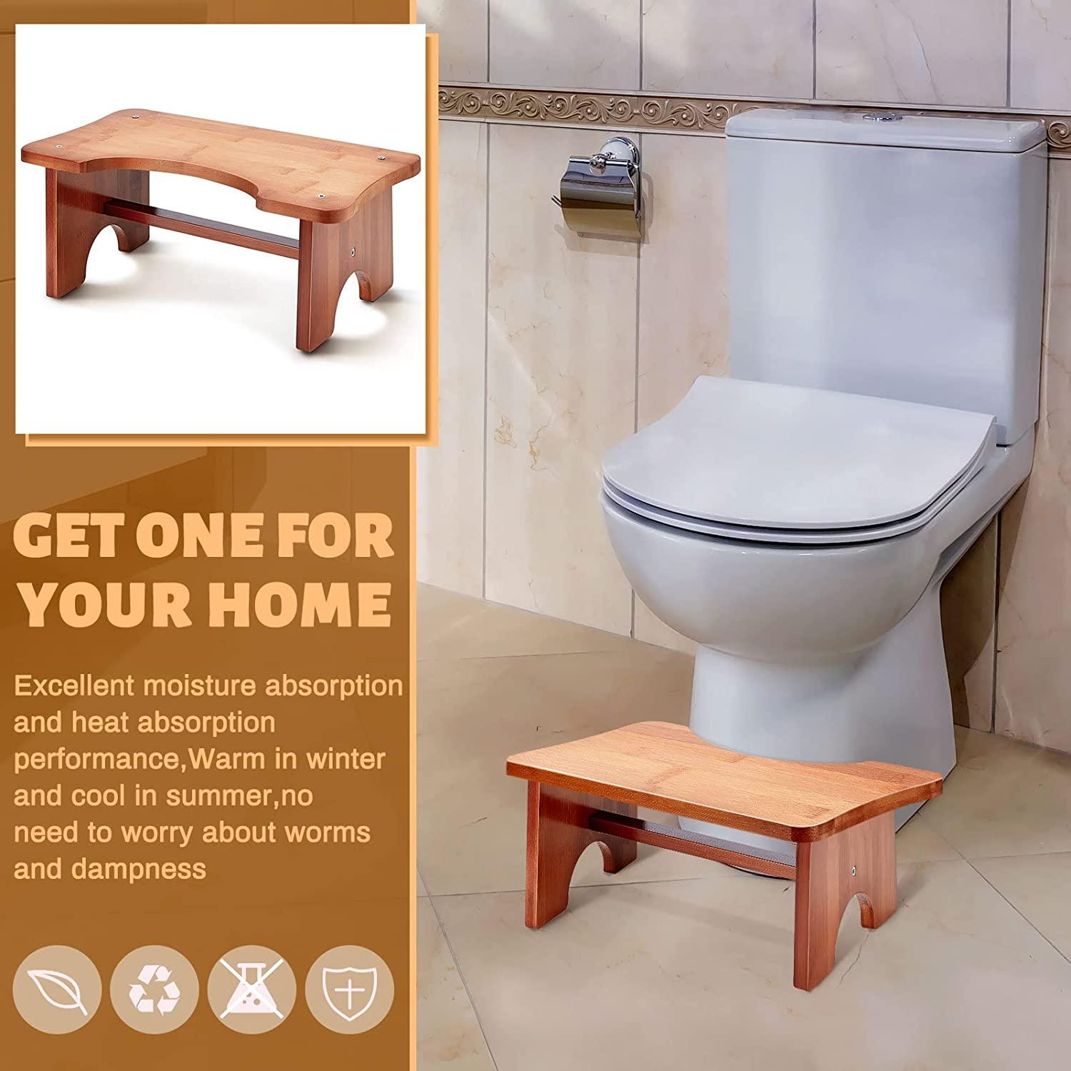 Toilet Squatting Stool Bamboo Toilet Foot Stool Bathroom Step Stool NonSlip Potty Stool for