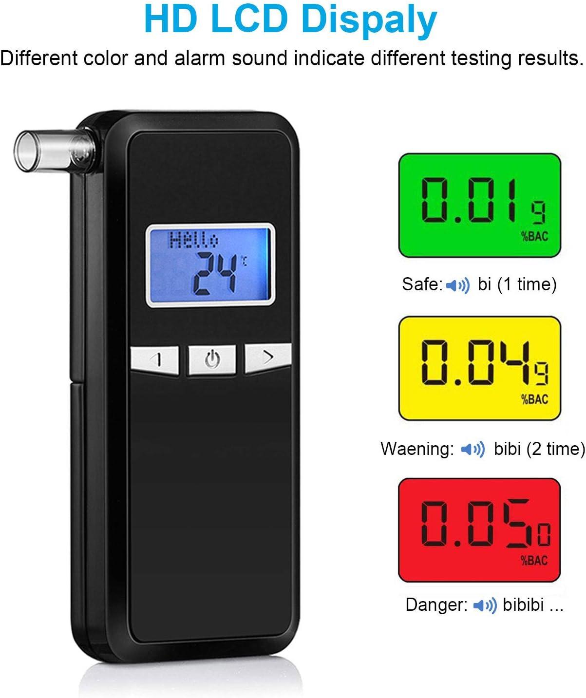 Breathalyzer & 10 Mouthpieces, Accurate Portable Handheld breathalyzer