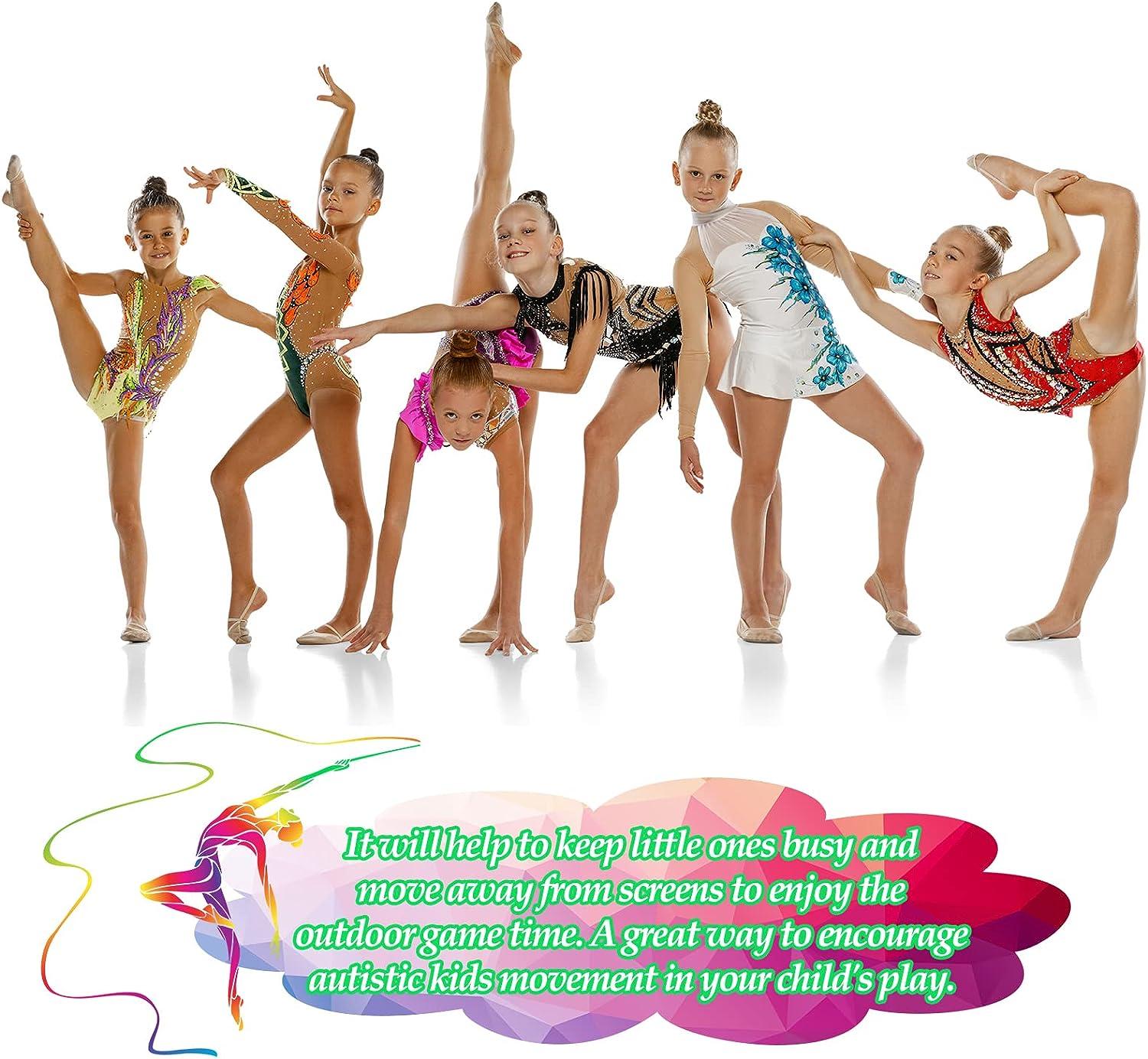 10pcs Rainbow Dance Ribbons Streamers, Ribbon Wand, Kids' Gymnastics Ribbon  Sticks With Non-slip Handle