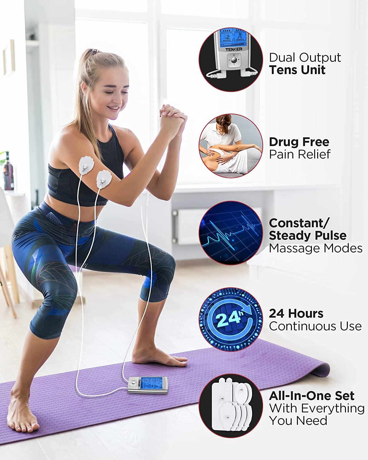  Comfytemp TENS Unit Muscle Stimulator for Pain Relief Therapy, TENS  Machine with 24 Modes and DIY, Dual Channel EMS Unit, Pulse Muscle Massager  for Back, Shoulder, Sciatica, Knee, 10 Electrode Pads 