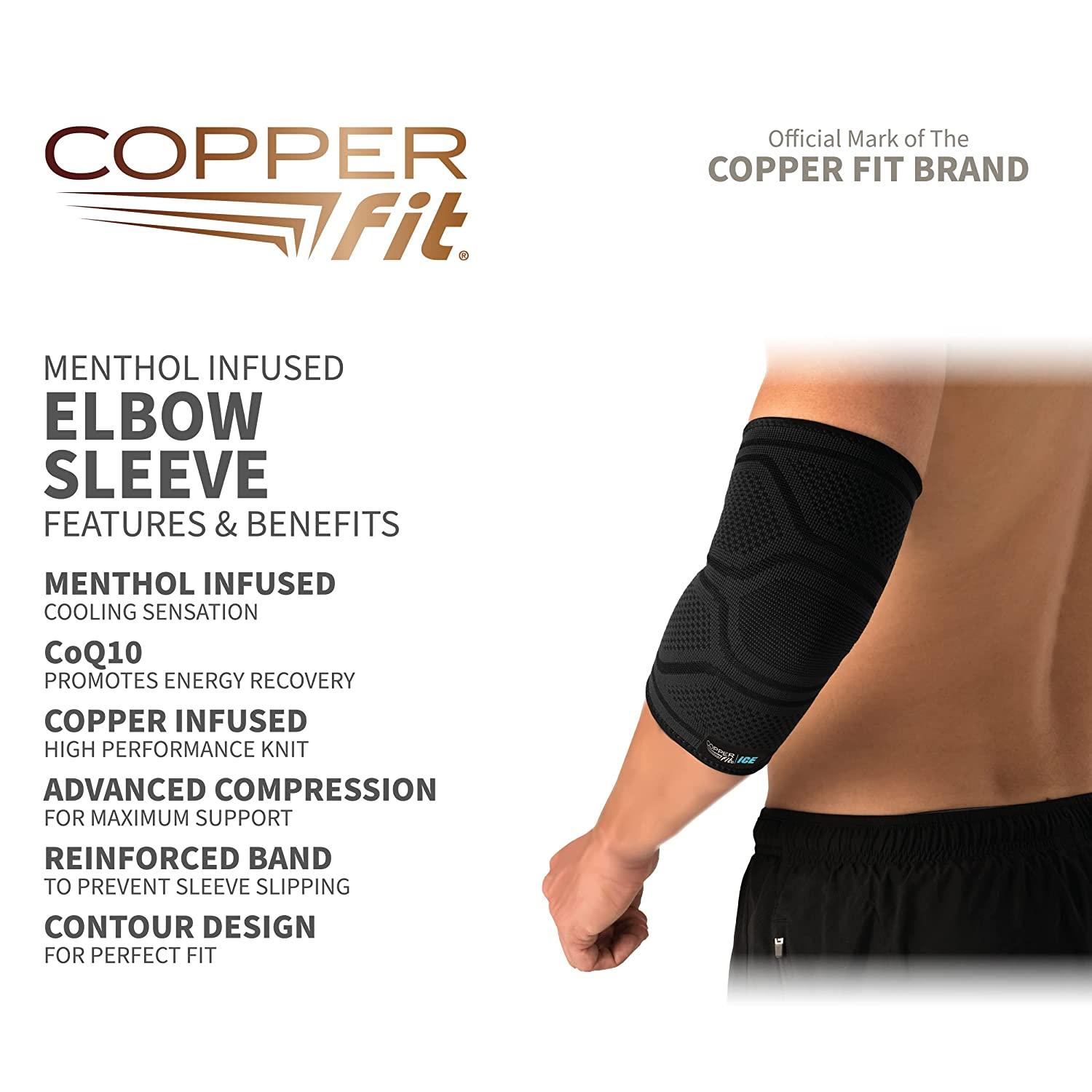 Copper Fit Unisex's ICE Elbow Compression Sleeve Infused Menthol