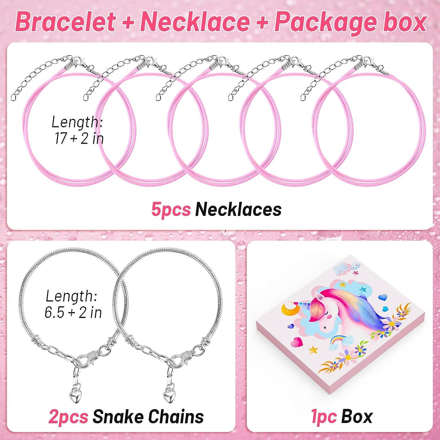 DIY Charm Bracelet Making Kit, Flasoo Jewelry Kit for Teen Girls with  Unicorn Mermaid Pink Stuff Craft Gifts for Birthday, Christmas, New Year