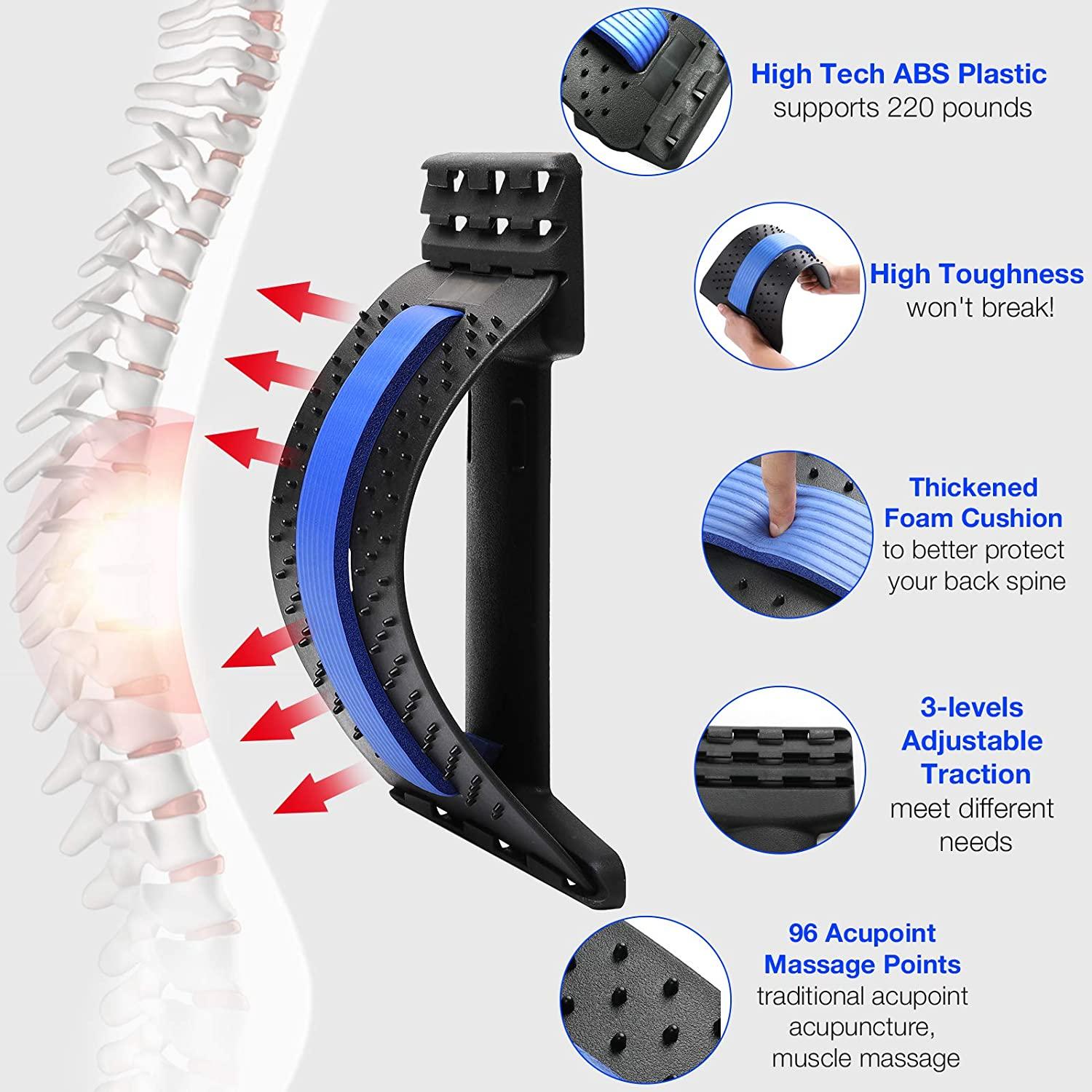 Magic Back Stretcher Lower Lumbar Pain Acupuncture Multi-Level Back Massager Pain Relief for Herniated Disc Lower and Upper Back Stretcher Support