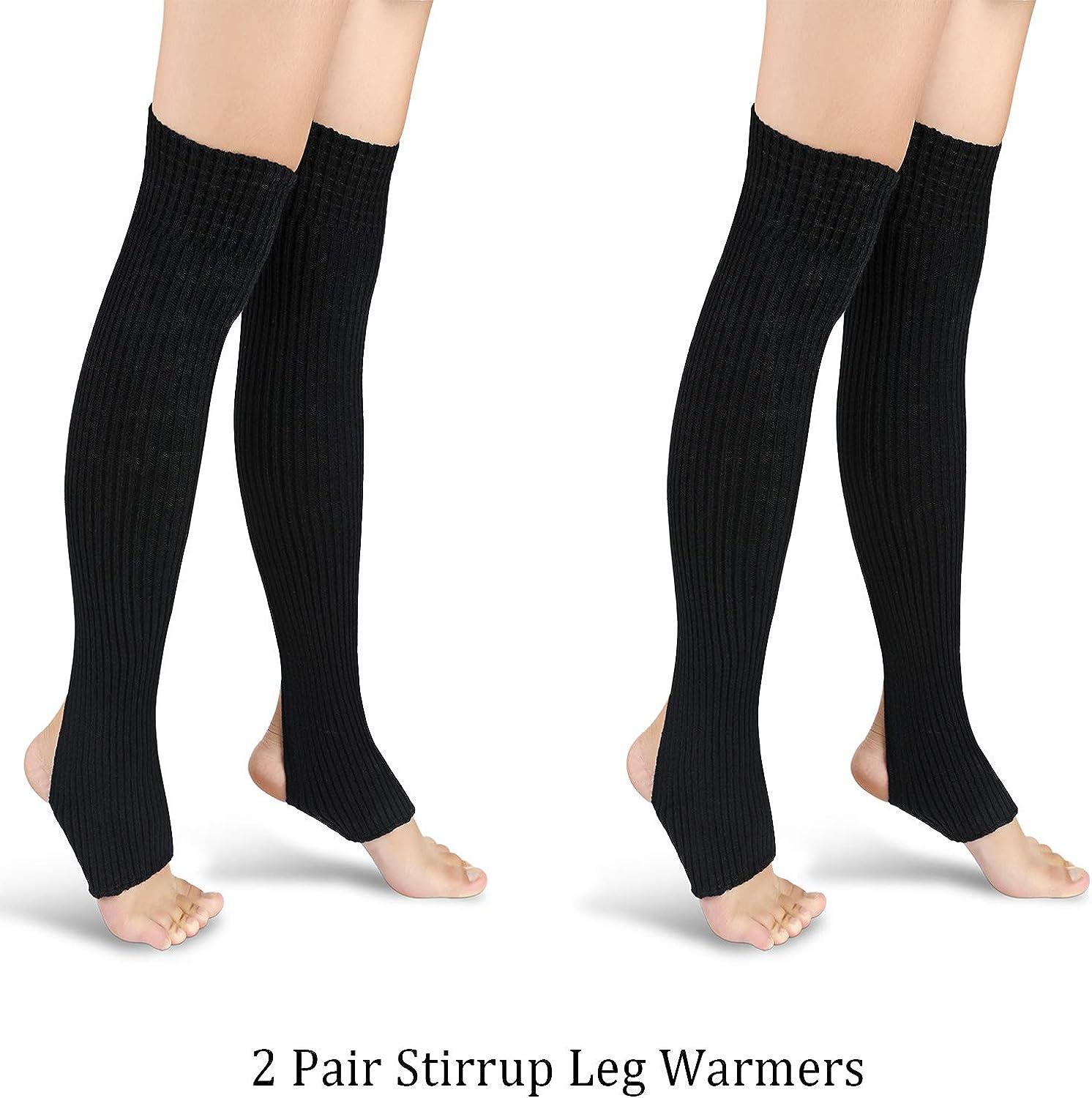 2 Pairs Stirrup Leg Warmers Straight Over the Knee Socks 21.65 Inch Ballet Dance  Socks Yoga Latin Boot Cuffs Socks for Women and Girls