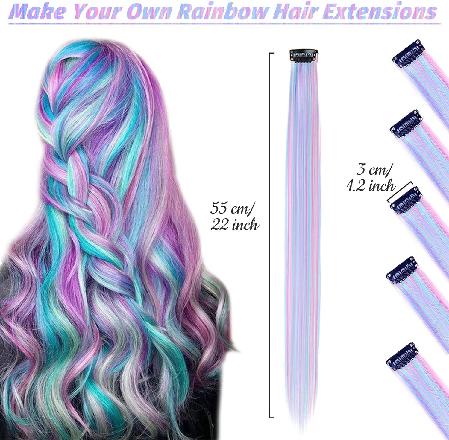 14 Pcs Colored Clip in Hair Extensions 22 Inch Highlights