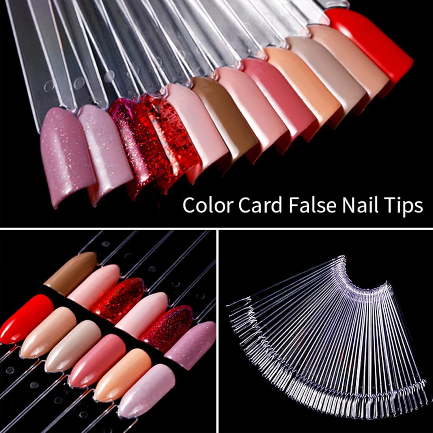 100 Pieces Nail Display Tips - Transparent Nail Swatches with Number ...