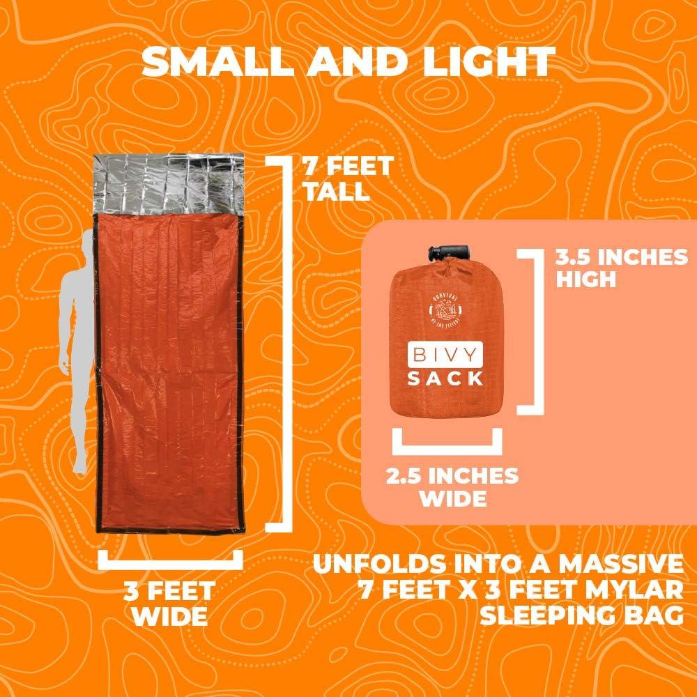 Survival Mylar Bivy Sack Portable Prepper Gear - Emergency Sleeping Bag  Survival Bag - Lightweight Survival Sleeping Bags Double as Bivvy Thermal  Survival Blanket for Bugout Bag Supplies